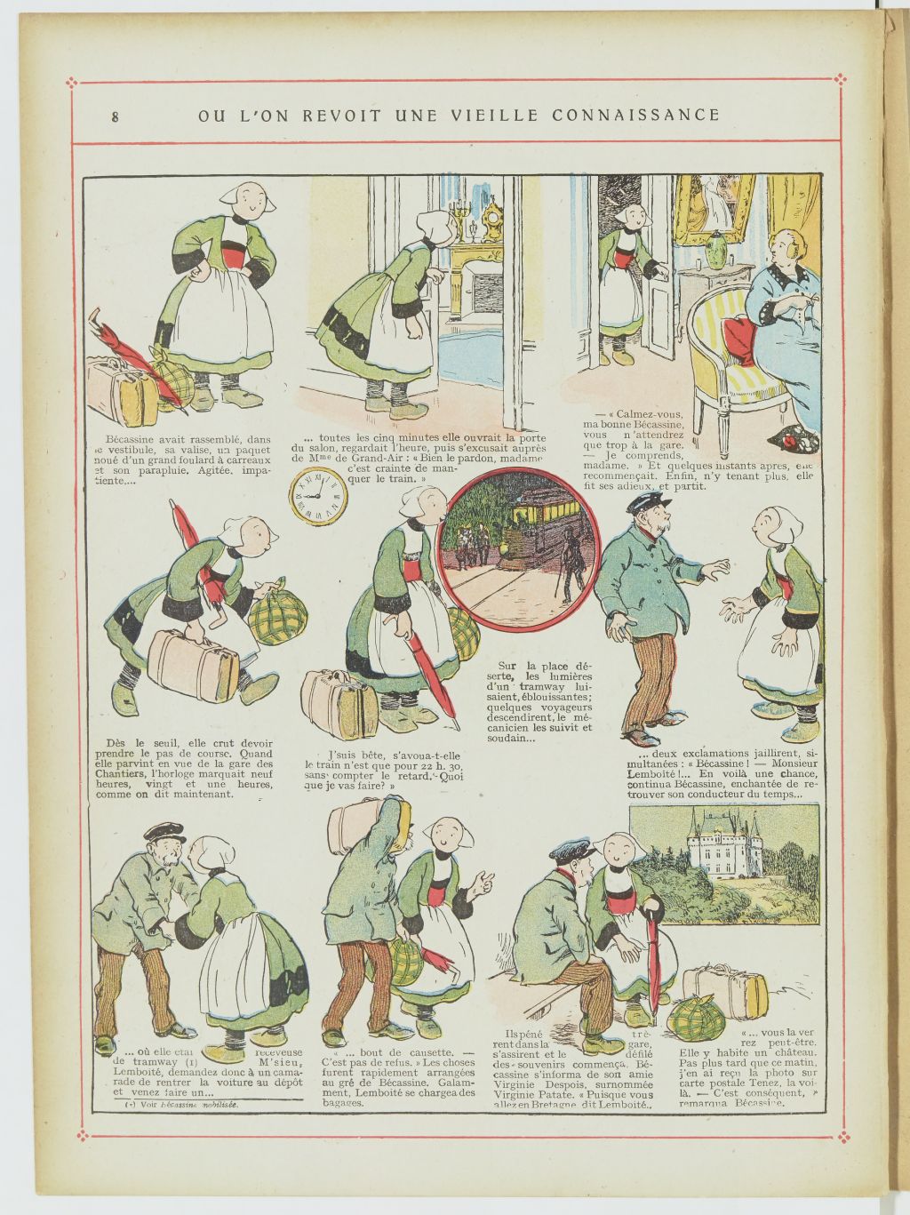 Bécassine – Les Cent Métiers de Bécassine (1920), page 9. Caumery & J.-P. Pinchon. Domaine public. Source gallica.bnf.fr / BnF.
