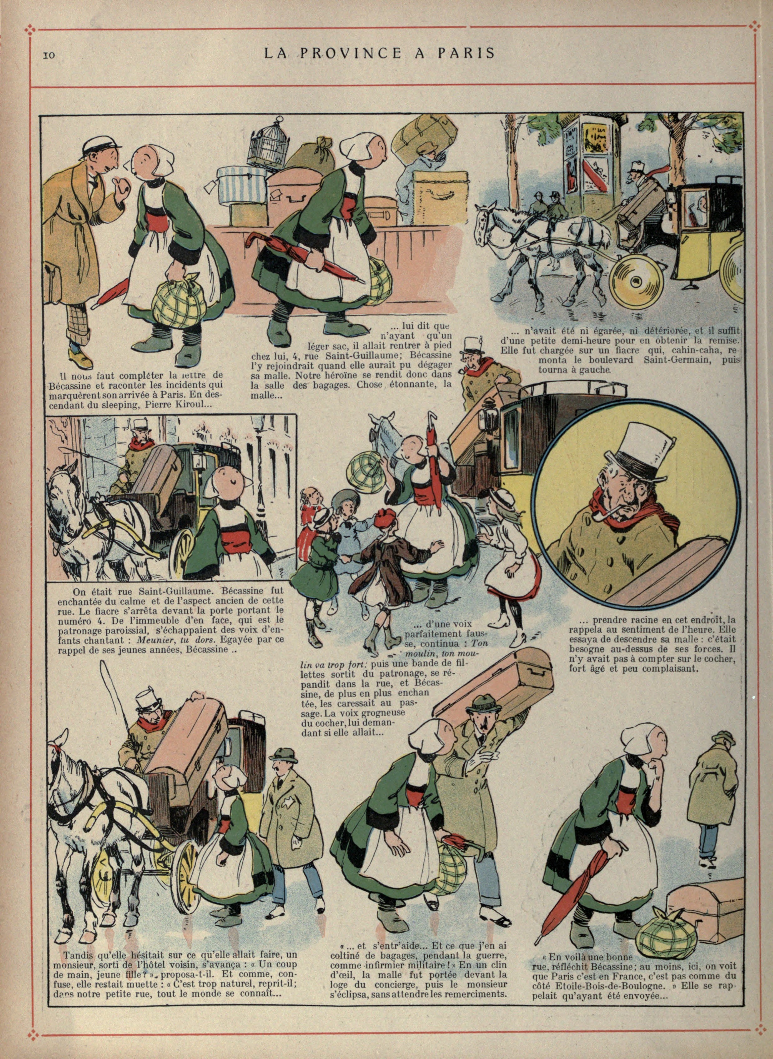 Bécassine – Bécassine voyage (1921), page 11. Caumery & J.-P. Pinchon. Domaine public.