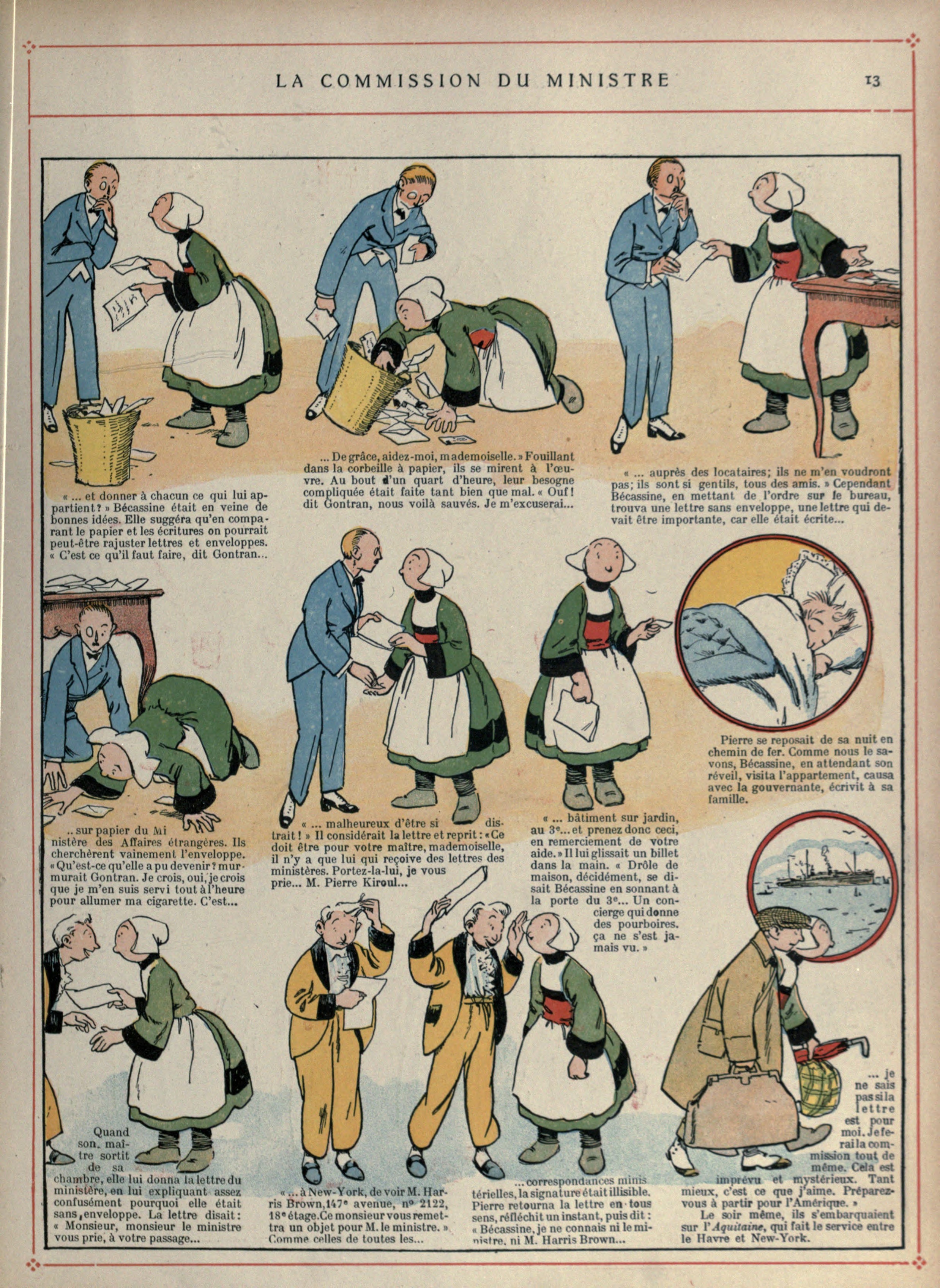 Bécassine – Bécassine voyage (1921), page 14. Caumery & J.-P. Pinchon. Domaine public.