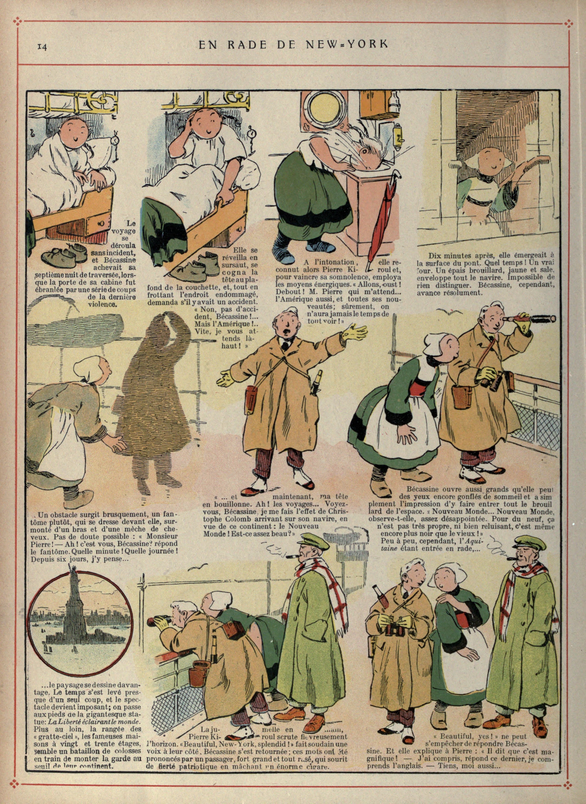 Bécassine – Bécassine voyage (1921), page 15. Caumery & J.-P. Pinchon. Domaine public.