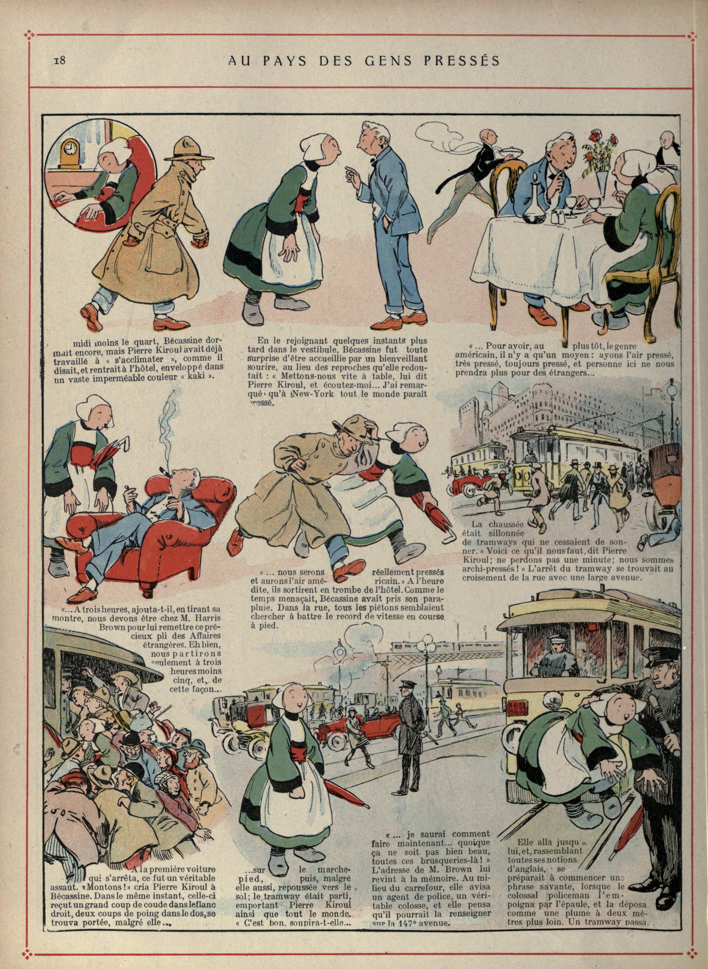 Bécassine – Bécassine voyage (1921), page 19. Caumery & J.-P. Pinchon. Domaine public.