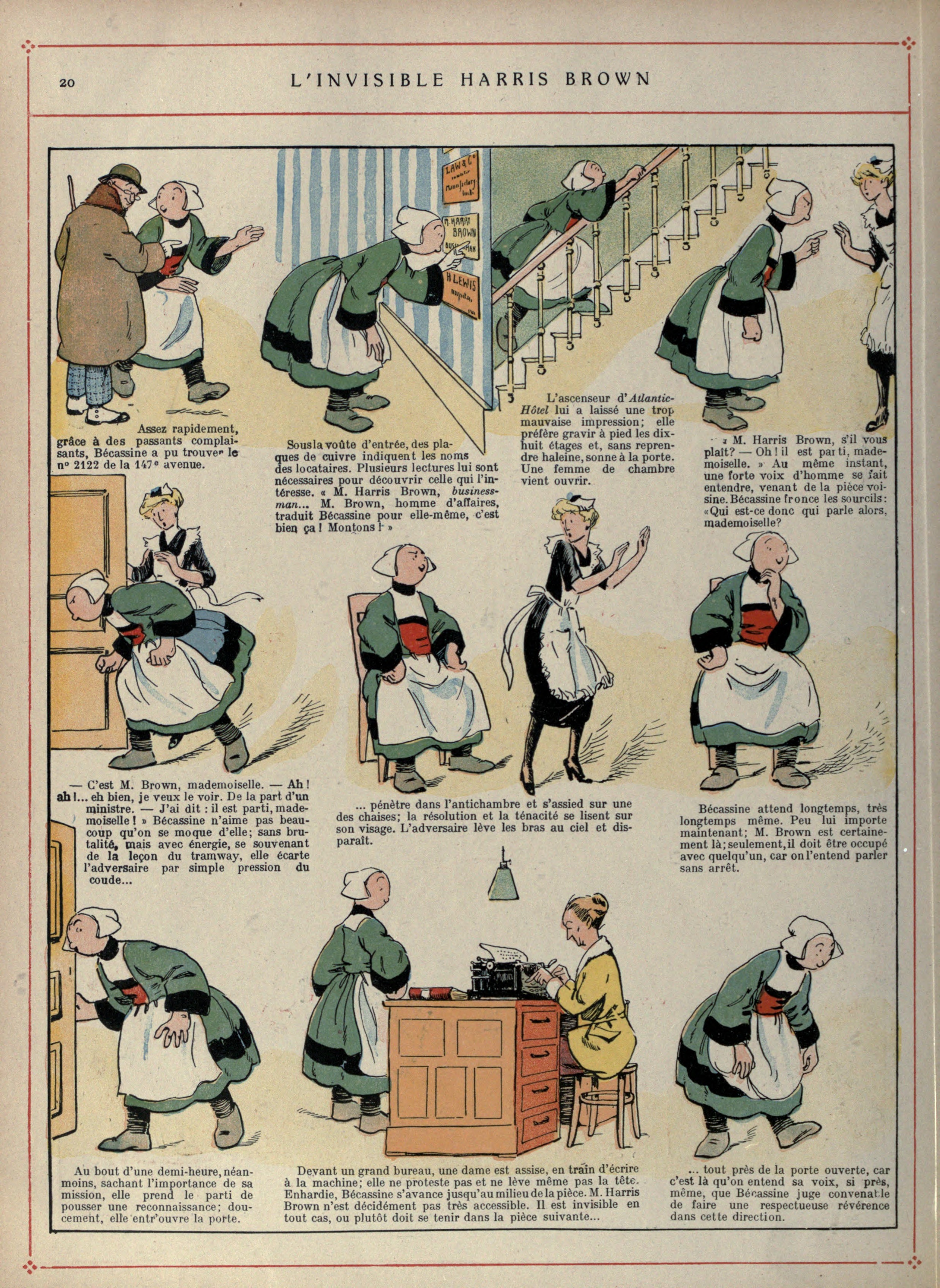 Bécassine – Bécassine voyage (1921), page 21. Caumery & J.-P. Pinchon. Domaine public.