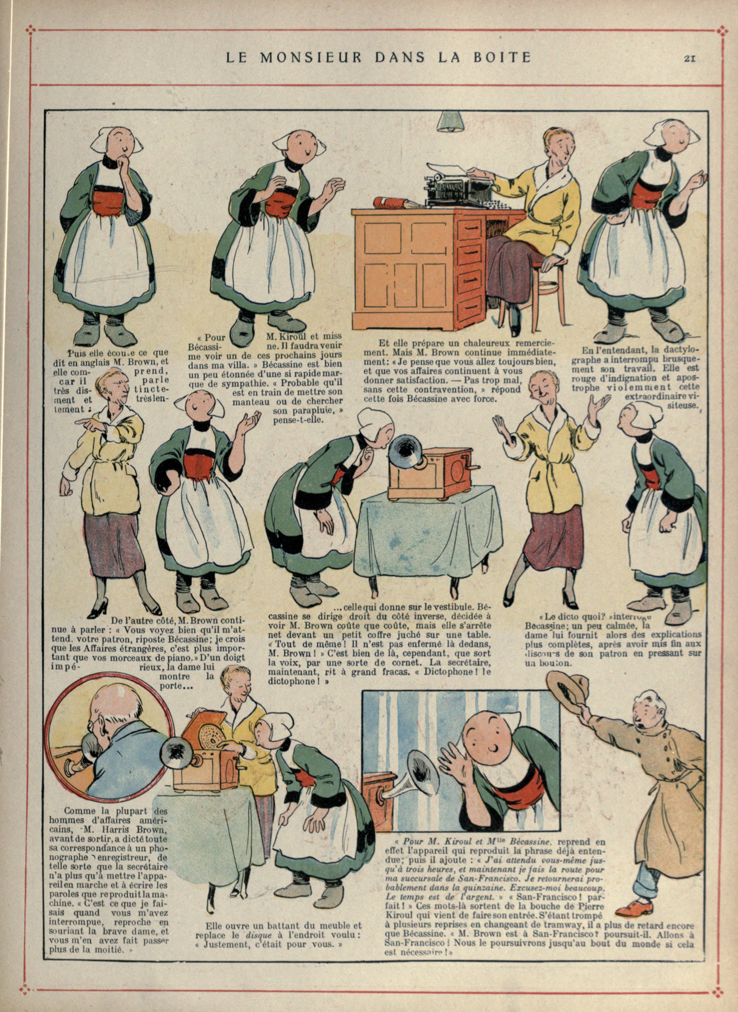 Bécassine – Bécassine voyage (1921), page 22. Caumery & J.-P. Pinchon. Domaine public.