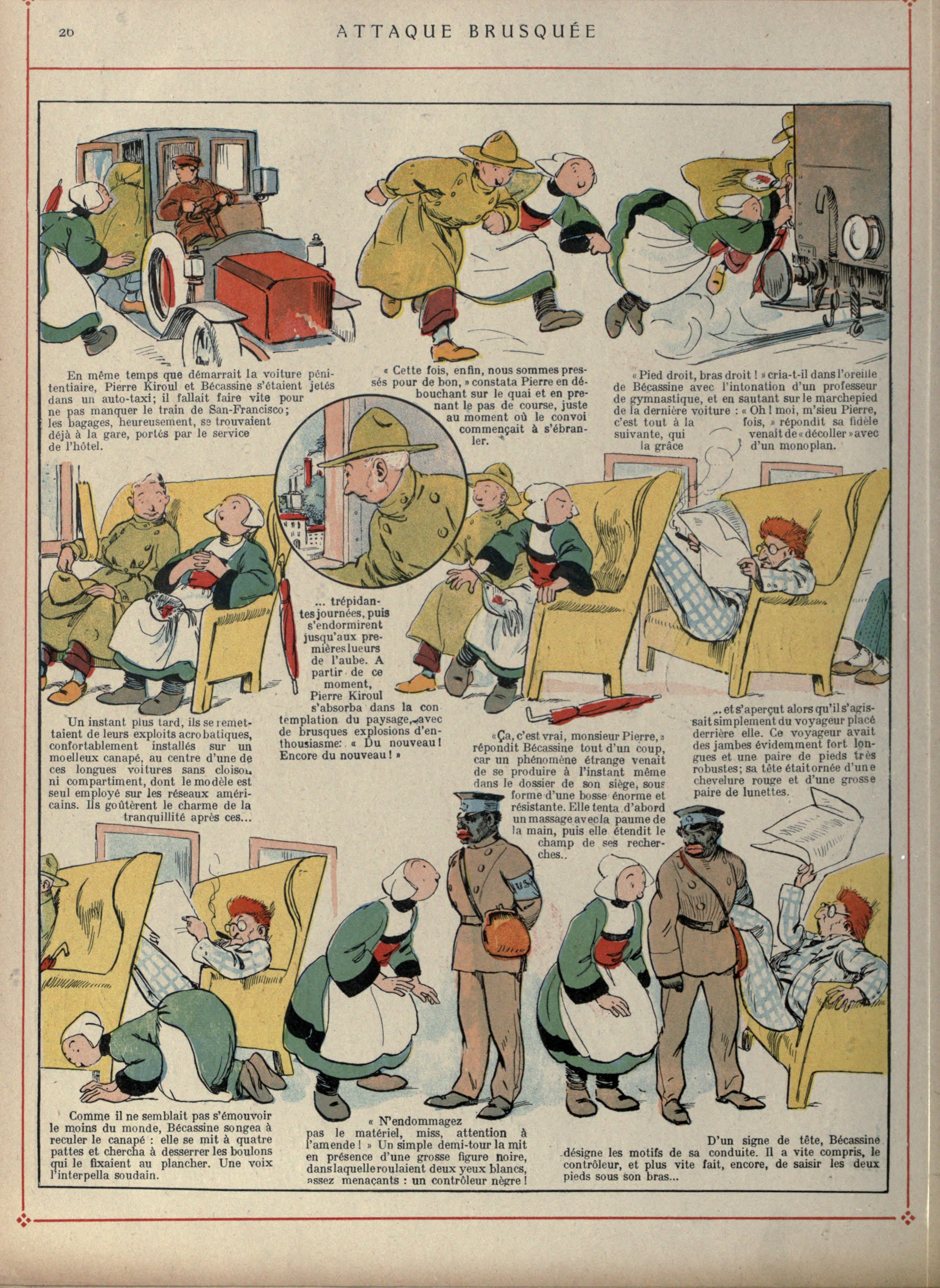 Bécassine – Bécassine voyage (1921), page 27. Caumery & J.-P. Pinchon. Domaine public.