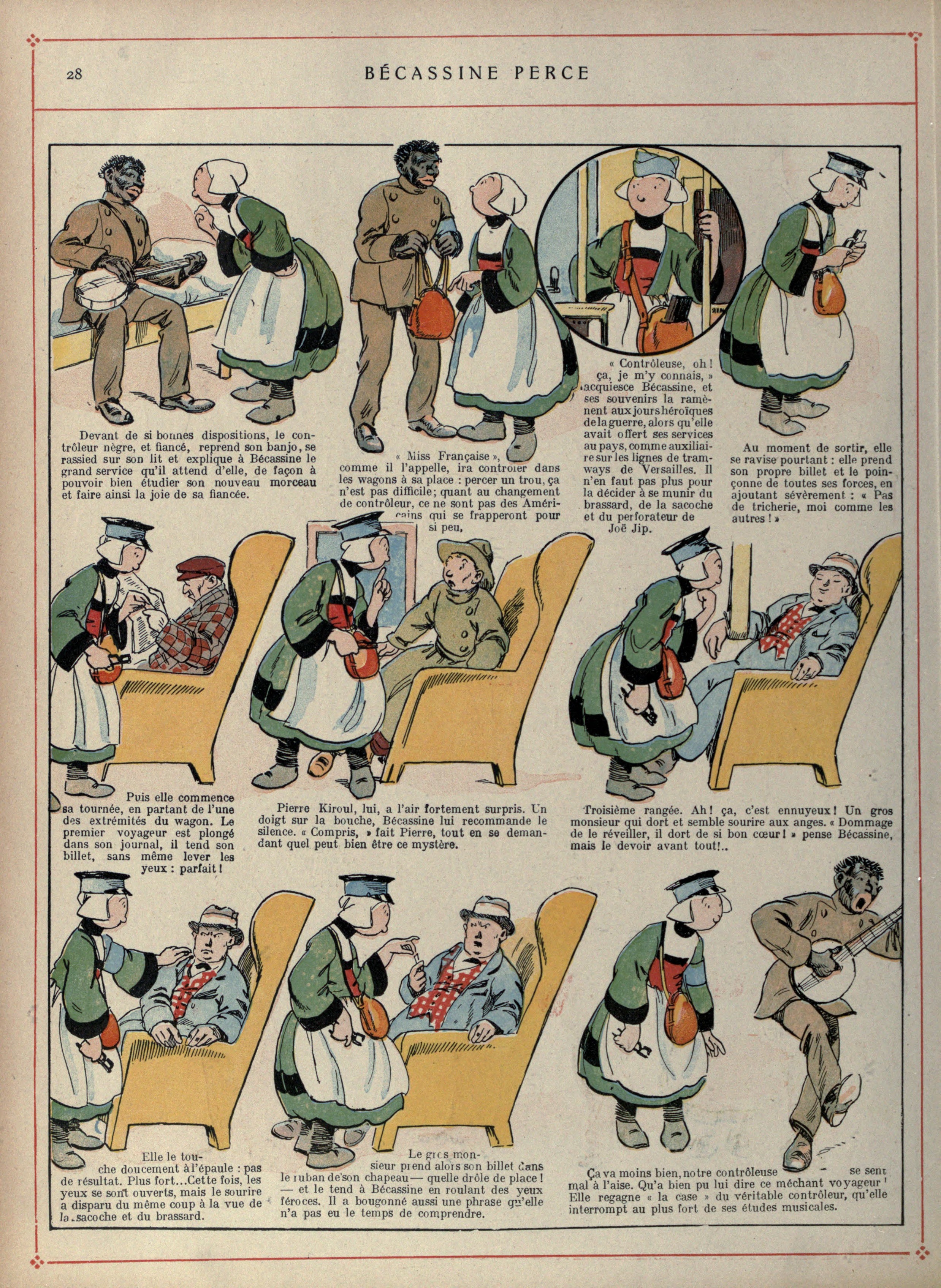 Bécassine – Bécassine voyage (1921), page 29. Caumery & J.-P. Pinchon. Domaine public.