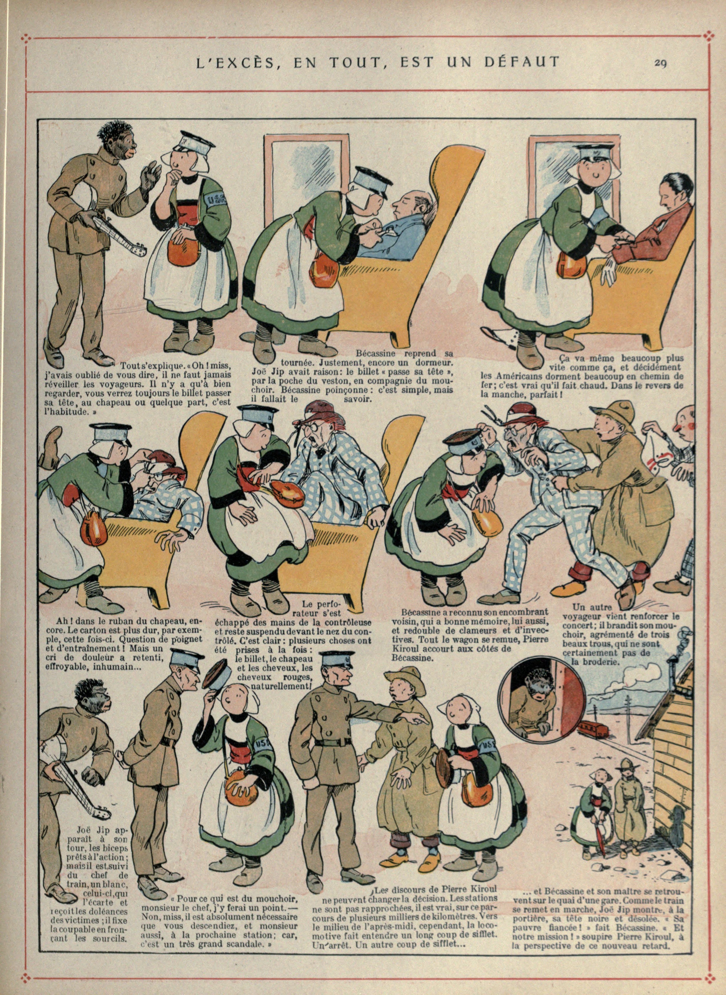 Bécassine – Bécassine voyage (1921), page 30. Caumery & J.-P. Pinchon. Domaine public.