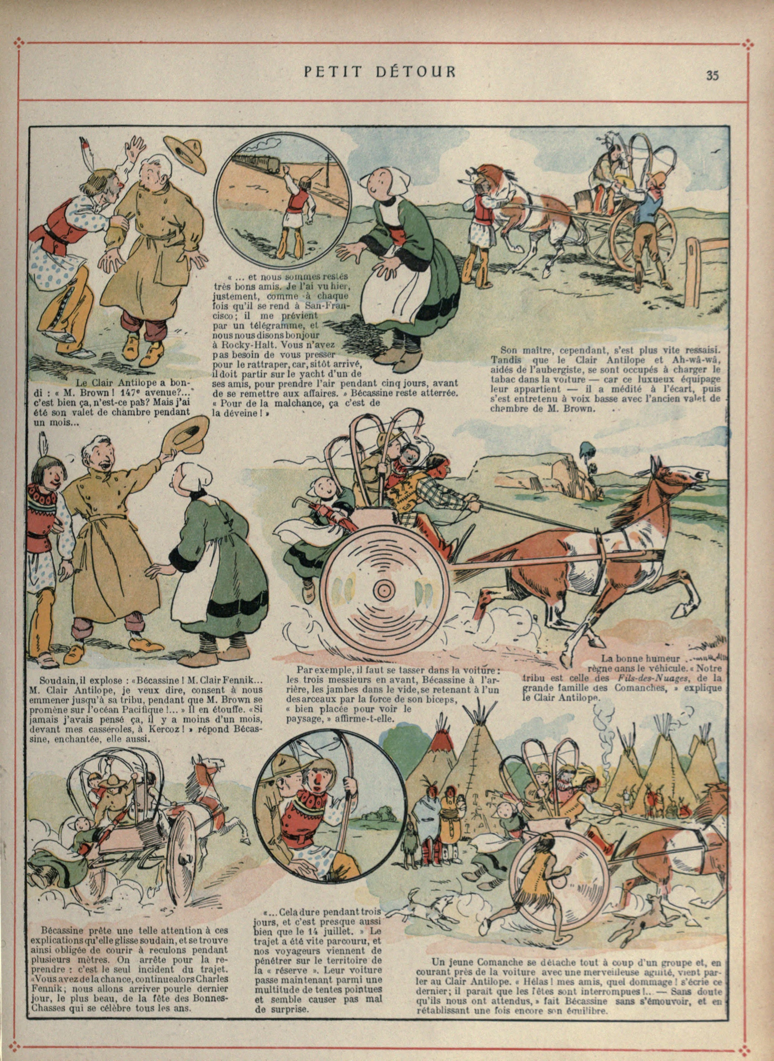 Bécassine – Bécassine voyage (1921), page 36. Caumery & J.-P. Pinchon. Domaine public.