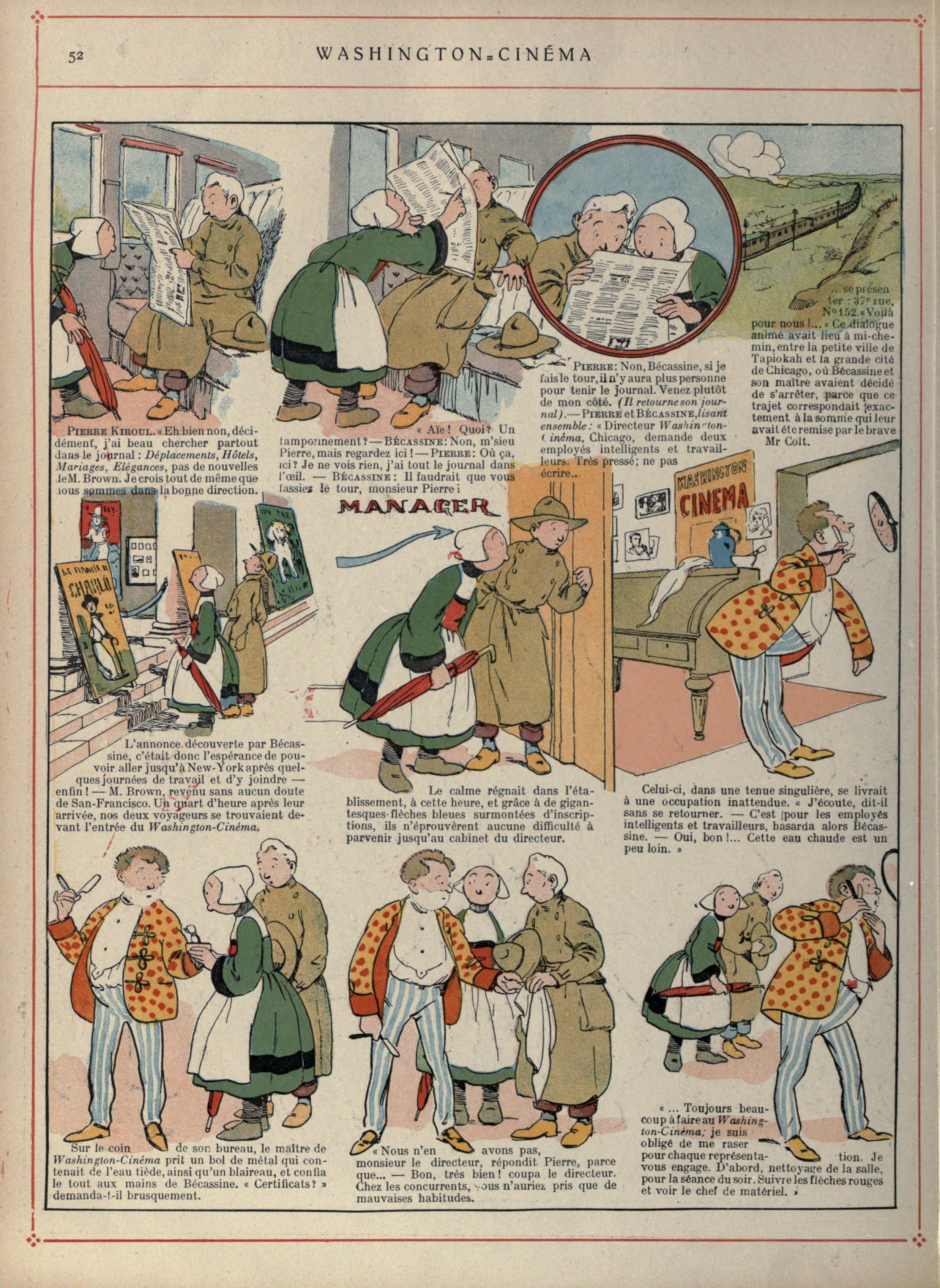 Bécassine – Bécassine voyage (1921), page 53. Caumery & J.-P. Pinchon. Domaine public.