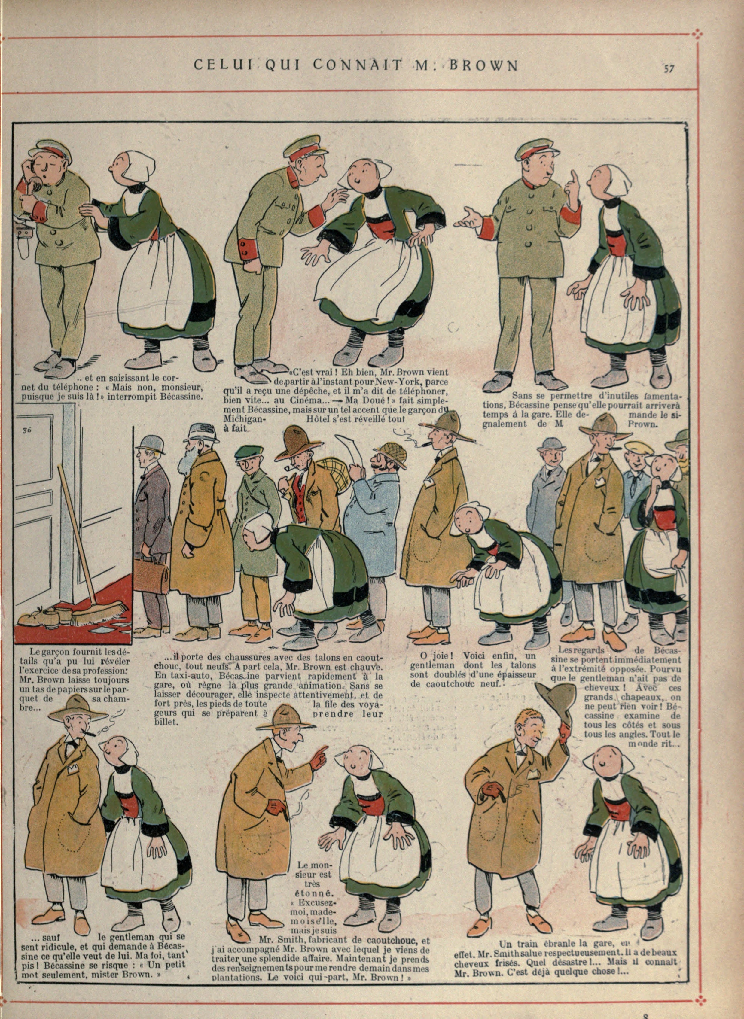 Bécassine – Bécassine voyage (1921), page 58. Caumery & J.-P. Pinchon. Domaine public.