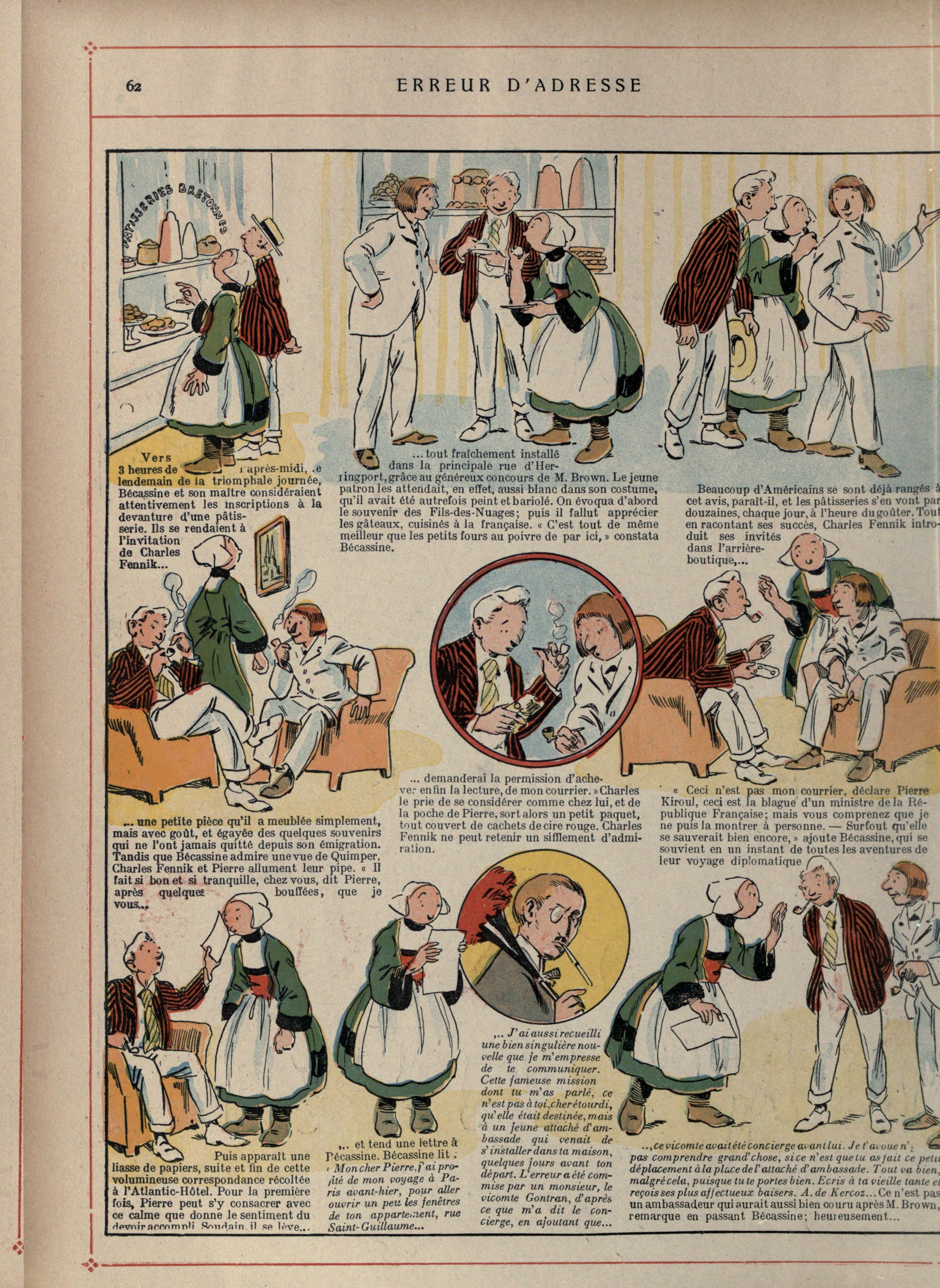 Bécassine – Bécassine voyage (1921), page 63. Caumery & J.-P. Pinchon. Domaine public.