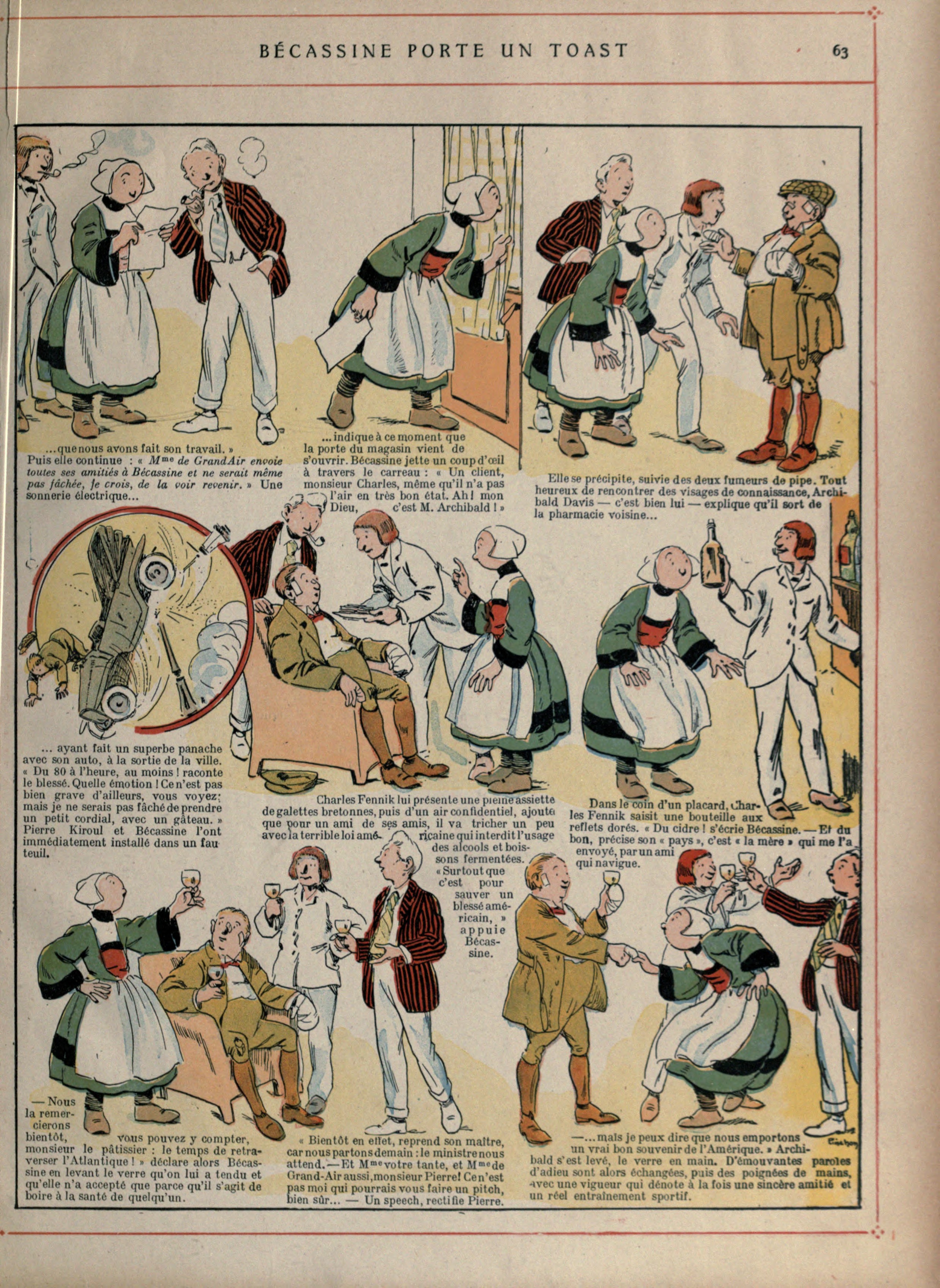 Bécassine – Bécassine voyage (1921), page 64. Caumery & J.-P. Pinchon. Domaine public.