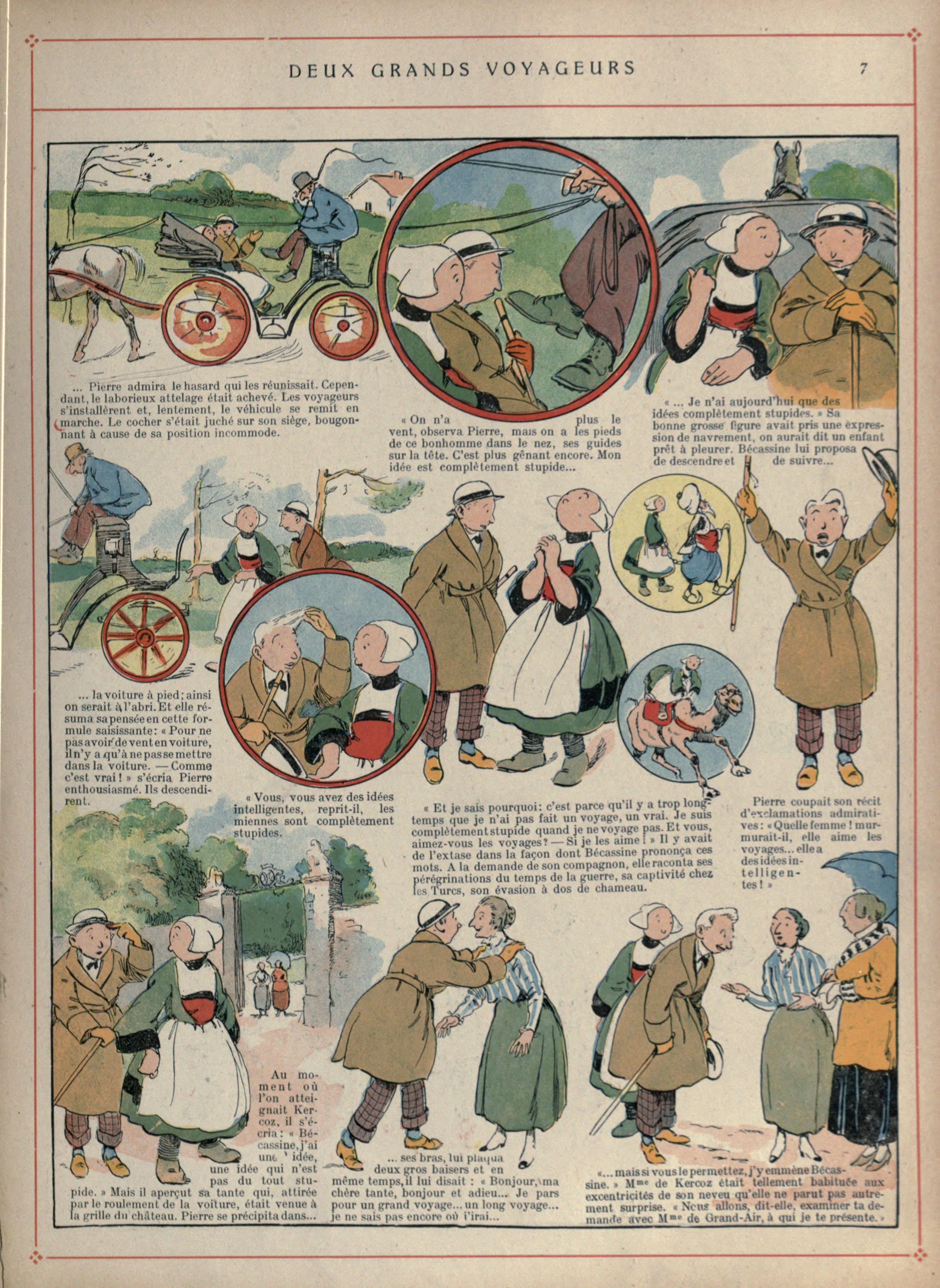 Bécassine – Bécassine voyage (1921), page 8. Caumery & J.-P. Pinchon. Domaine public.