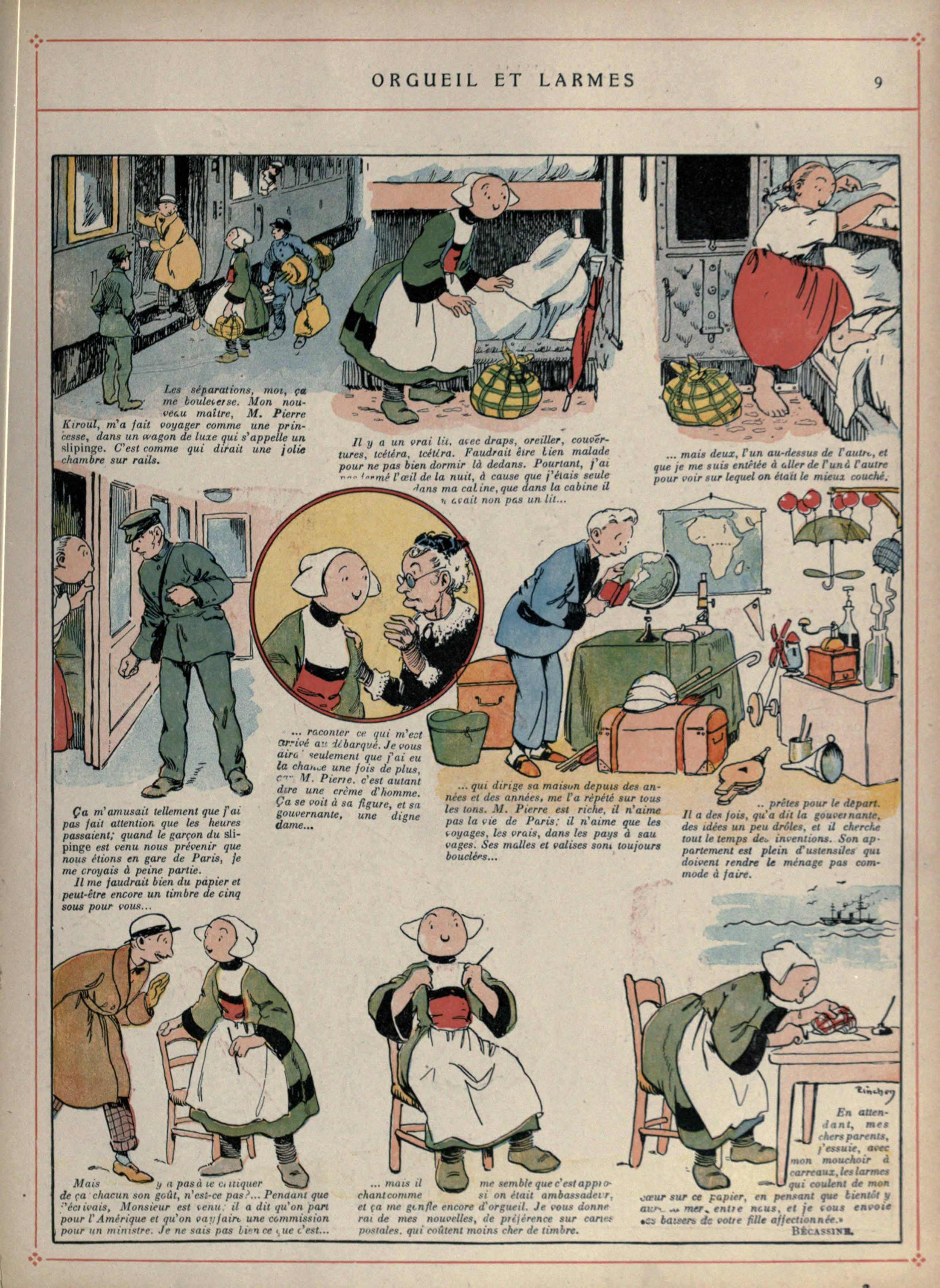 Bécassine – Bécassine voyage (1921), page 10. Caumery & J.-P. Pinchon. Domaine public.
