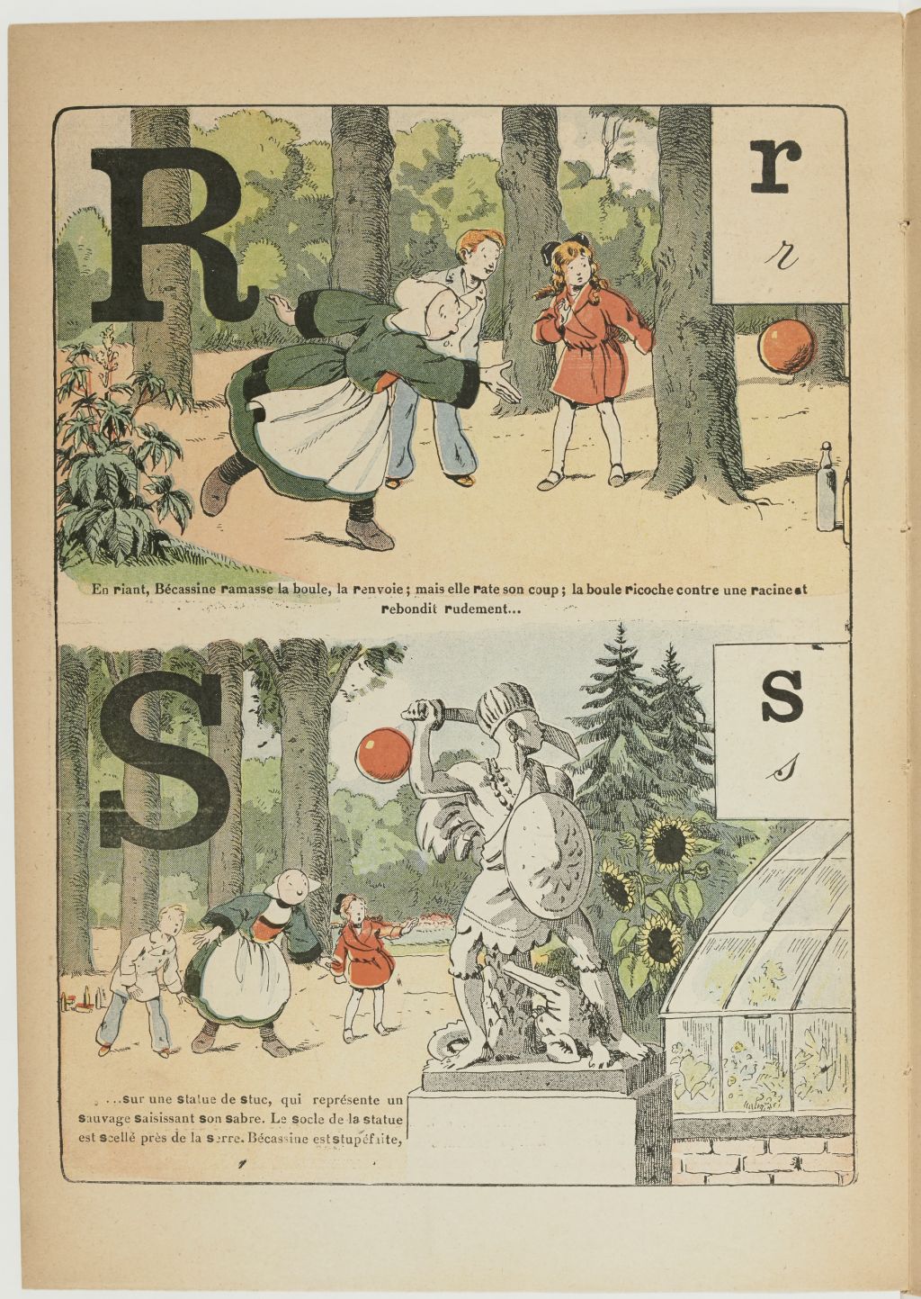 Bécassine – L'Alphabet de Bécassine (1921), page 14. Caumery & J.-P. Pinchon. Domaine public. Source gallica.bnf.fr / BnF.