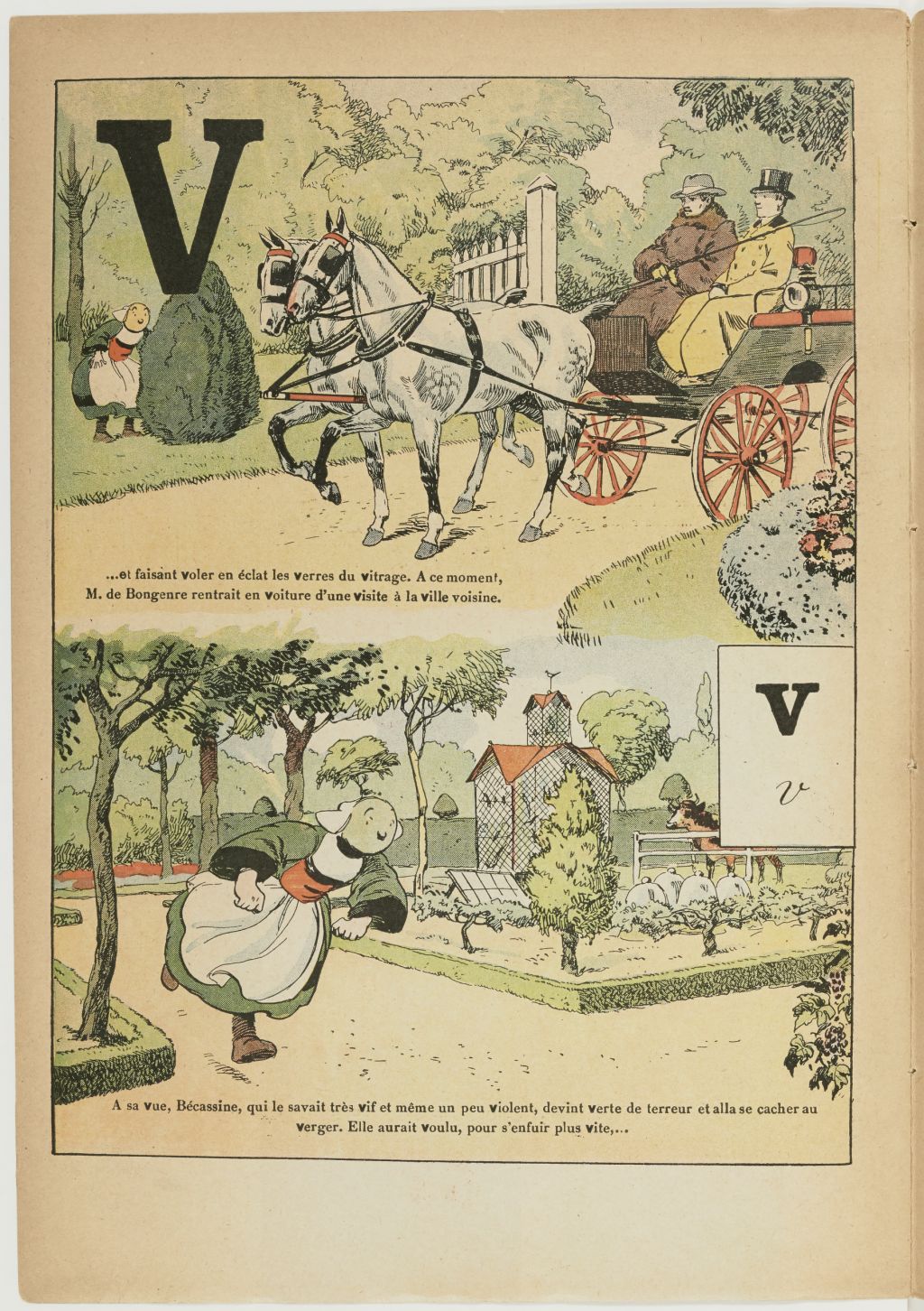 Bécassine – L'Alphabet de Bécassine (1921), page 16. Caumery & J.-P. Pinchon. Domaine public. Source gallica.bnf.fr / BnF.