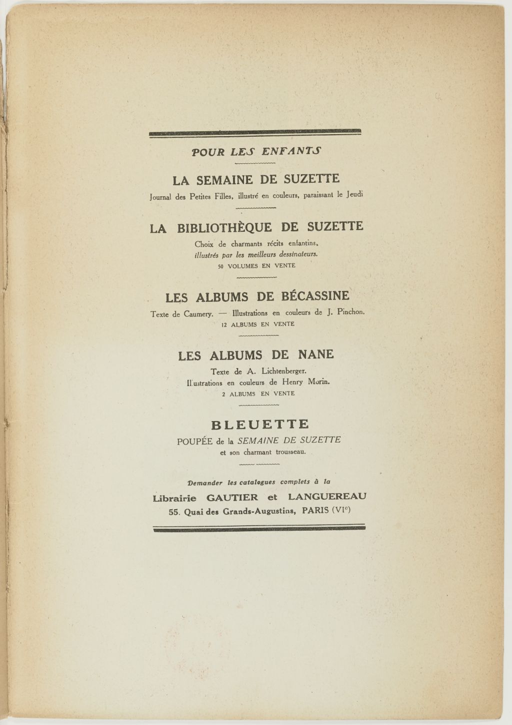 Bécassine – L'Alphabet de Bécassine (1921), page 19. Caumery & J.-P. Pinchon. Domaine public. Source gallica.bnf.fr / BnF.