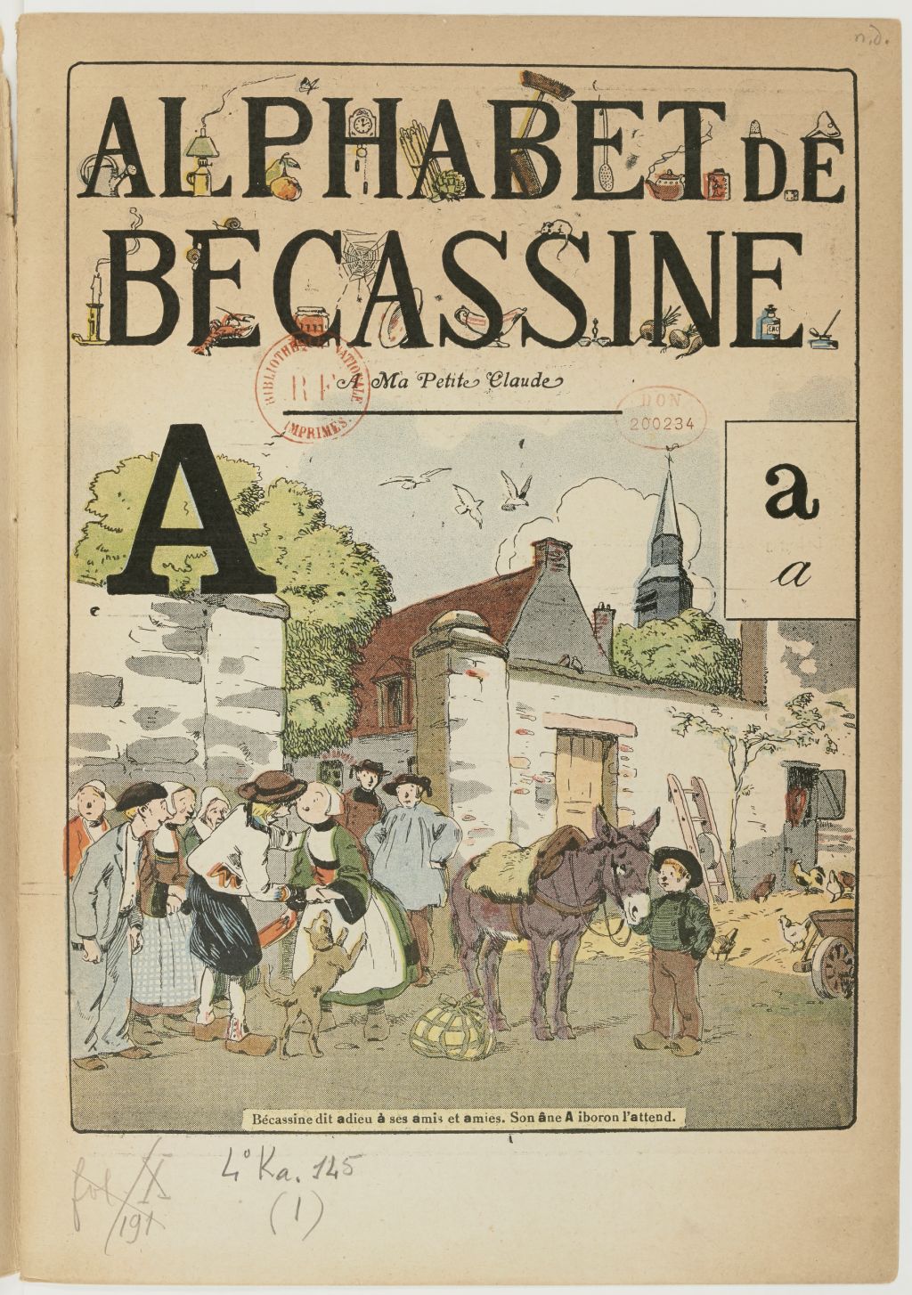 Bécassine – L'Alphabet de Bécassine (1921), page 3. Caumery & J.-P. Pinchon. Domaine public. Source gallica.bnf.fr / BnF.