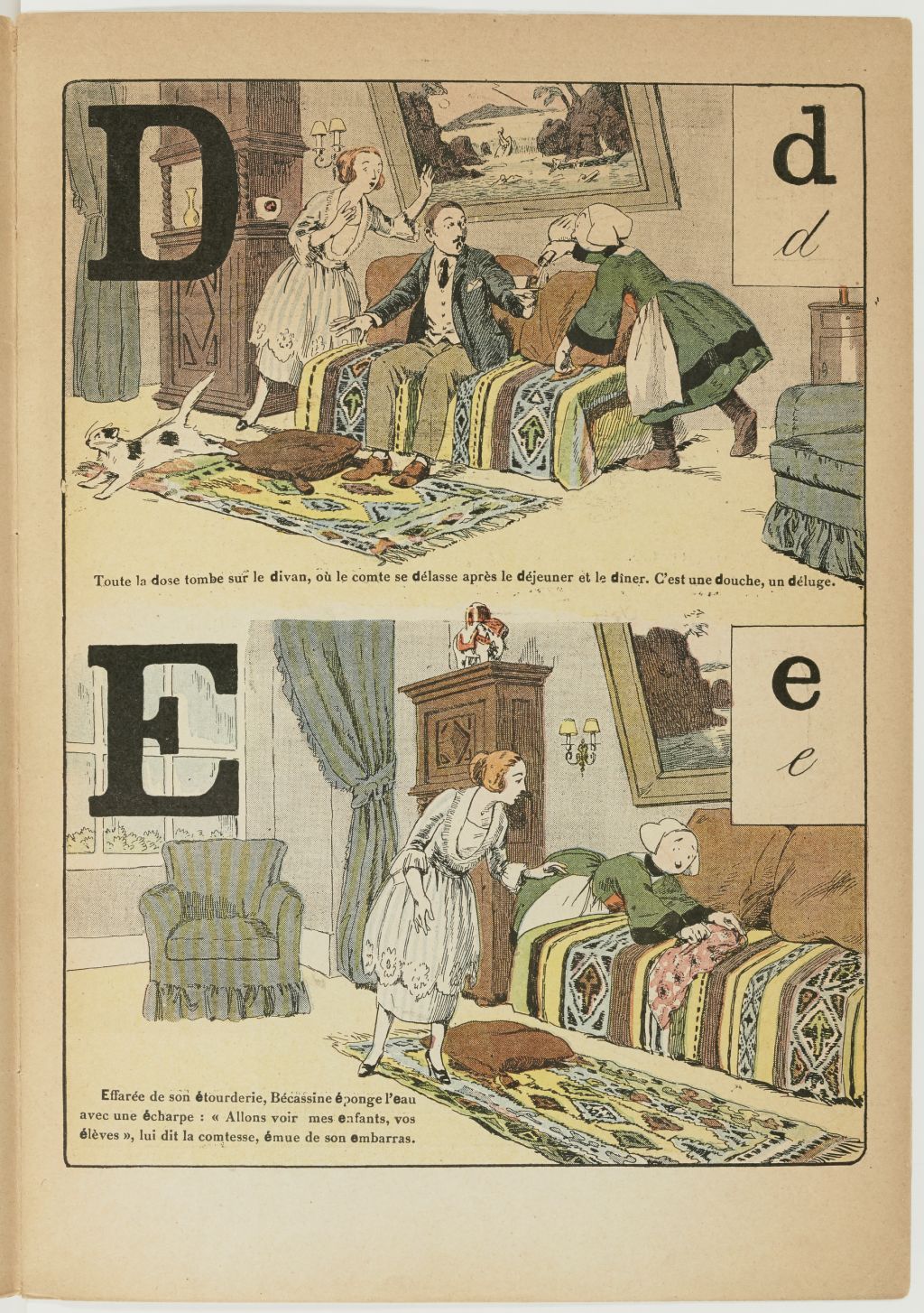 Bécassine – L'Alphabet de Bécassine (1921), page 5. Caumery & J.-P. Pinchon. Domaine public. Source gallica.bnf.fr / BnF.