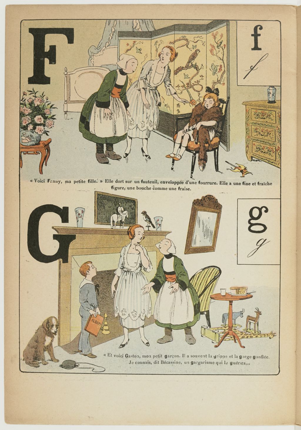 Bécassine – L'Alphabet de Bécassine (1921), page 6. Caumery & J.-P. Pinchon. Domaine public. Source gallica.bnf.fr / BnF.