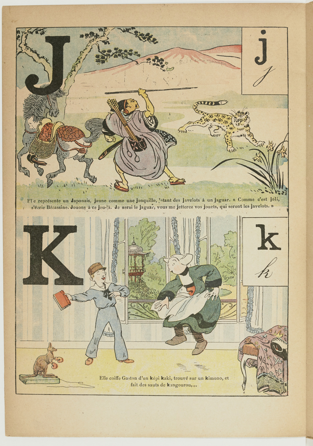 Bécassine – L'Alphabet de Bécassine (1921), page 8. Caumery & J.-P. Pinchon. Domaine public. Source gallica.bnf.fr / BnF.