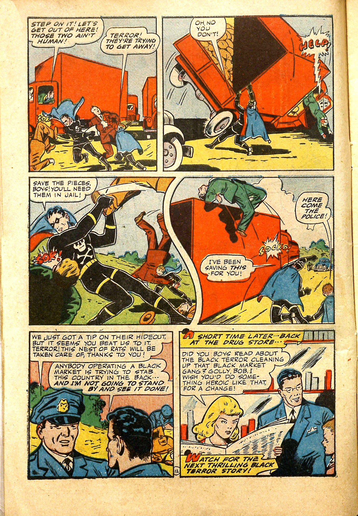 Black Terror, page 15. Black Terror. Public domain in the United States. Intended scans: Digital Comic Museum and Comic Book Plus. https://digitalcomicmuseum.com/