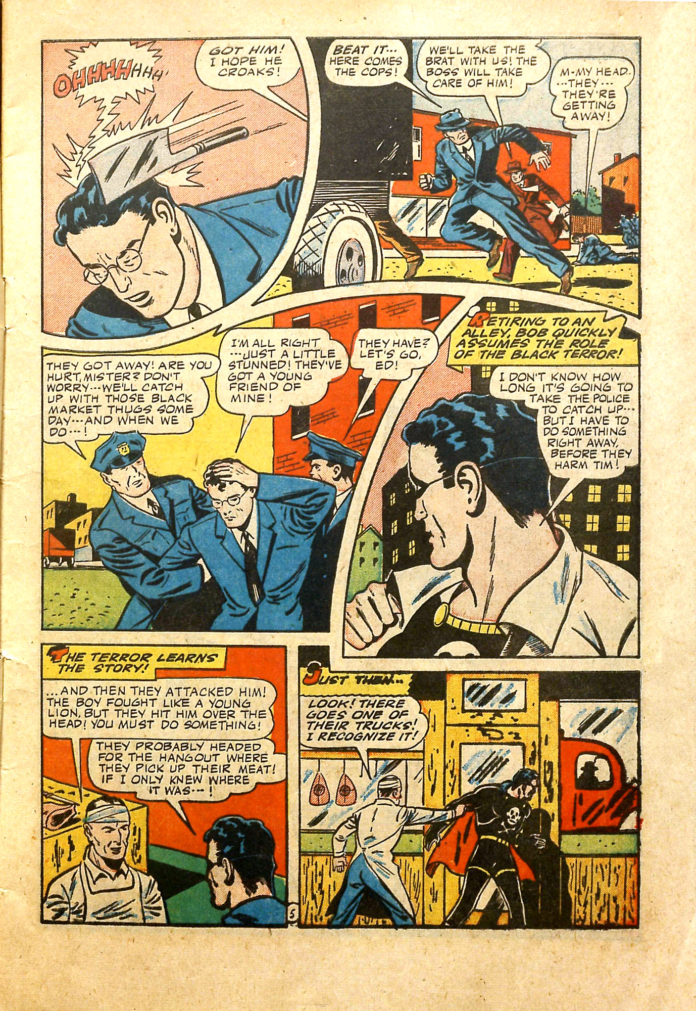 Black Terror, page 8. Black Terror. Public domain in the United States. Intended scans: Digital Comic Museum and Comic Book Plus. https://digitalcomicmuseum.com/