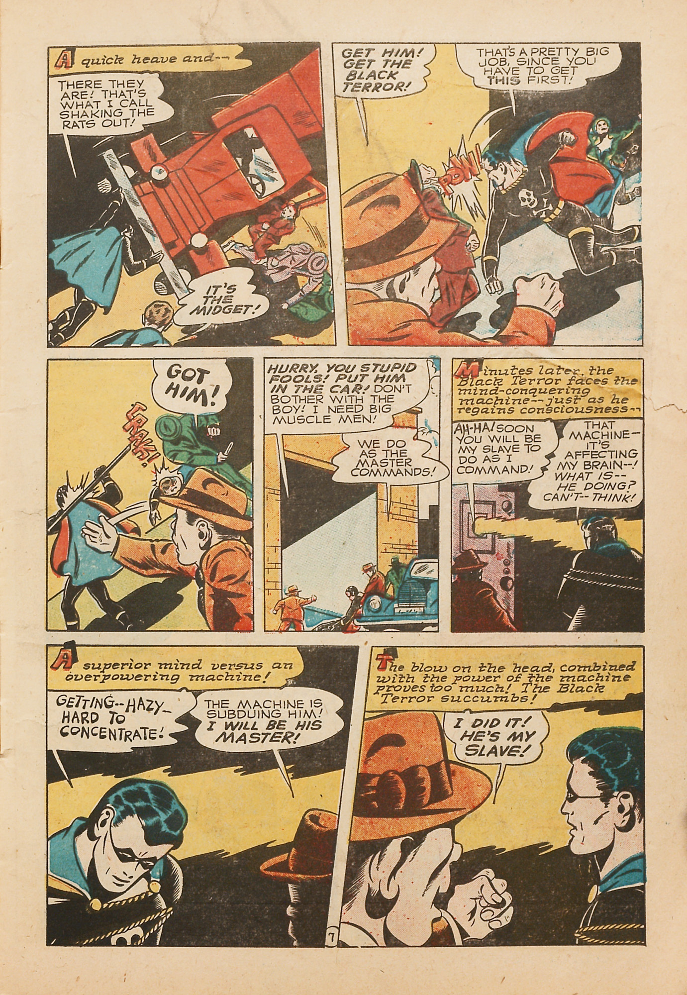 Black Terror, page 9. Black Terror. Public domain in the United States. Intended scans: Digital Comic Museum and Comic Book Plus. https://digitalcomicmuseum.com/
