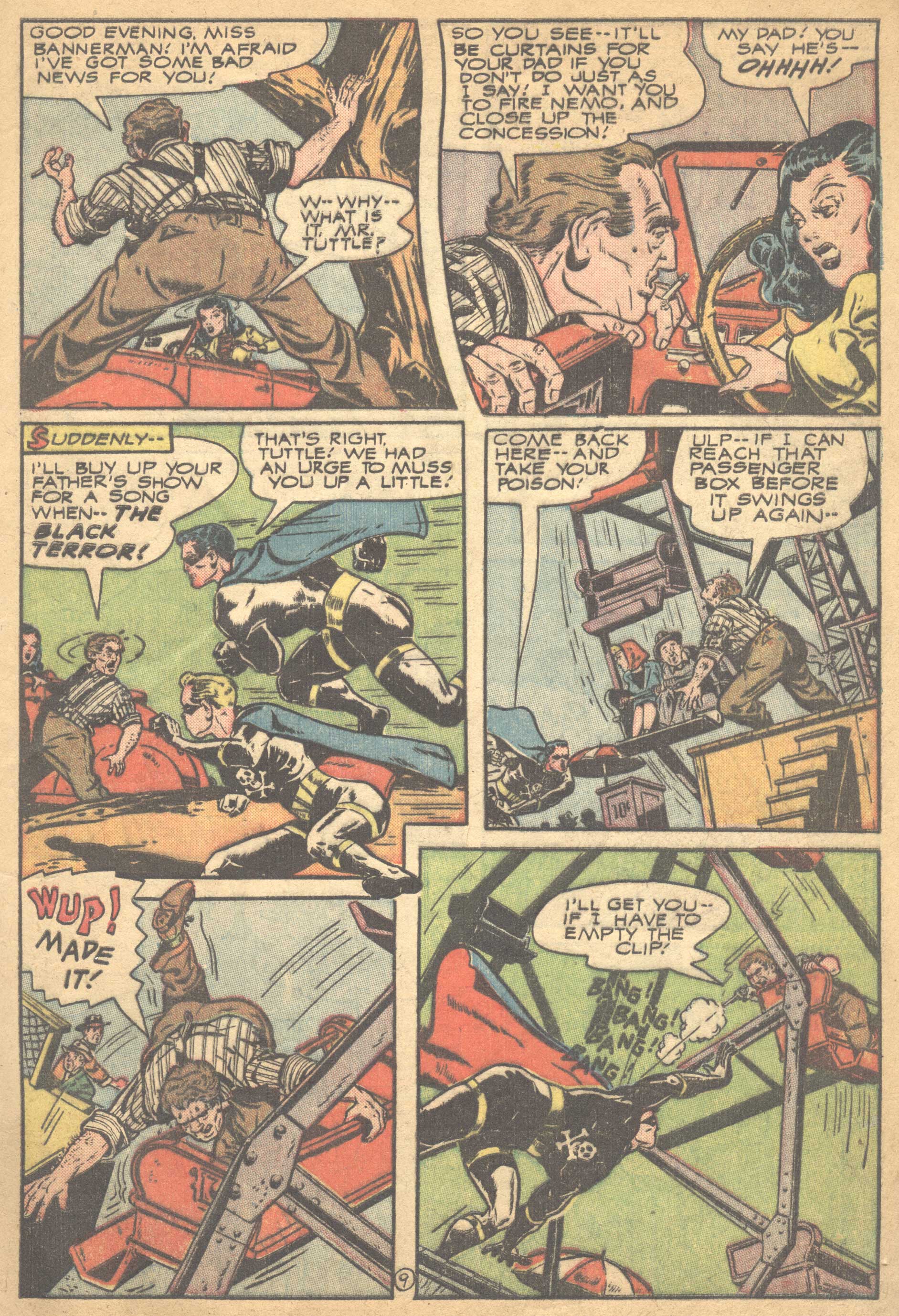 Black Terror, page 11. Black Terror. Public domain in the United States. Intended scans: Digital Comic Museum and Comic Book Plus. https://digitalcomicmuseum.com/