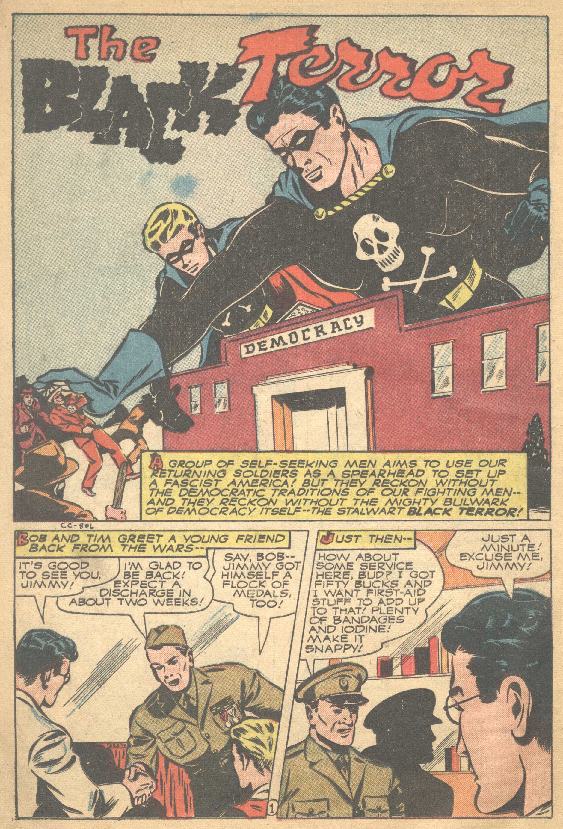Black Terror, page 26. Black Terror. Public domain in the United States. Intended scans: Digital Comic Museum and Comic Book Plus. https://digitalcomicmuseum.com/