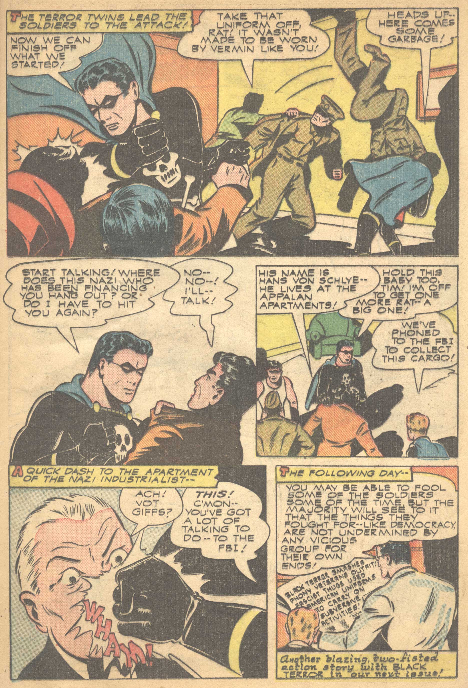 Black Terror, page 35. Black Terror. Public domain in the United States. Intended scans: Digital Comic Museum and Comic Book Plus. https://digitalcomicmuseum.com/