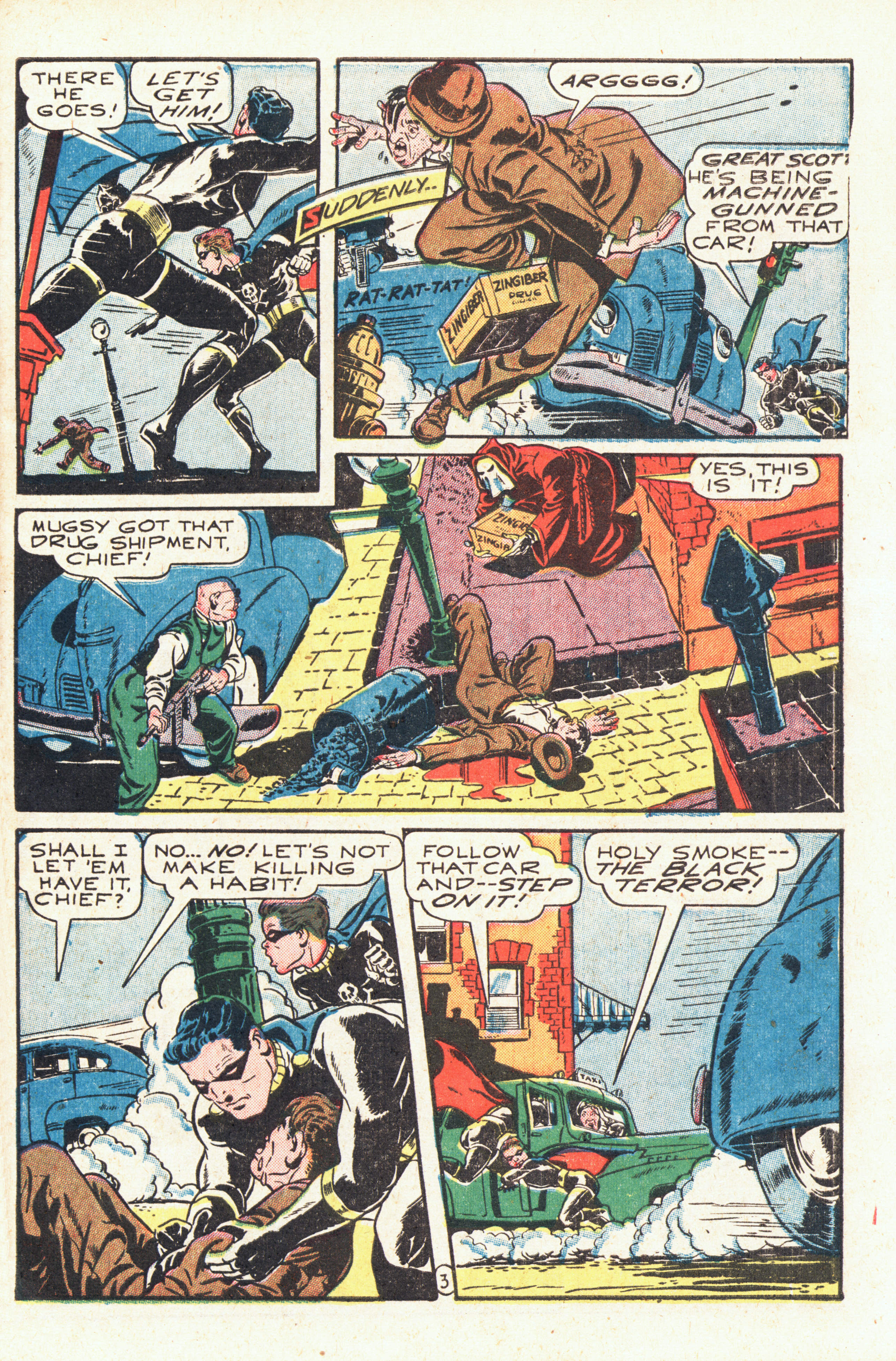 Black Terror, page 5. Black Terror. Public domain in the United States. Intended scans: Digital Comic Museum and Comic Book Plus. https://digitalcomicmuseum.com/