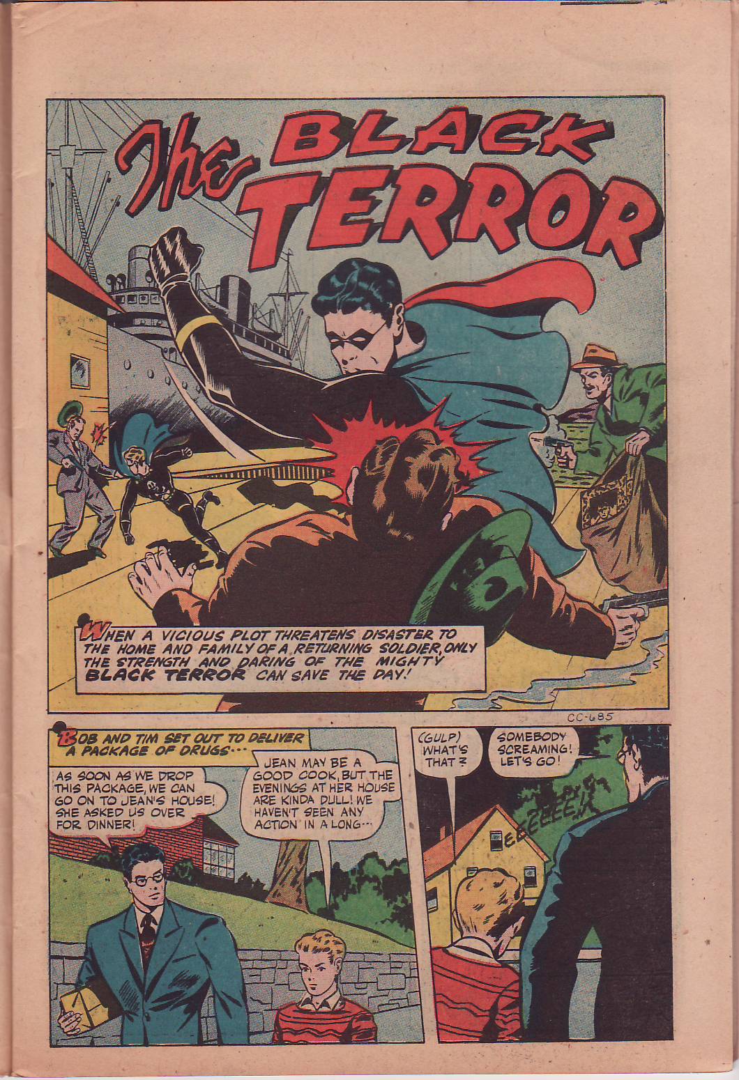 Black Terror, page 14. Black Terror. Public domain in the United States. Intended scans: Digital Comic Museum and Comic Book Plus. https://digitalcomicmuseum.com/