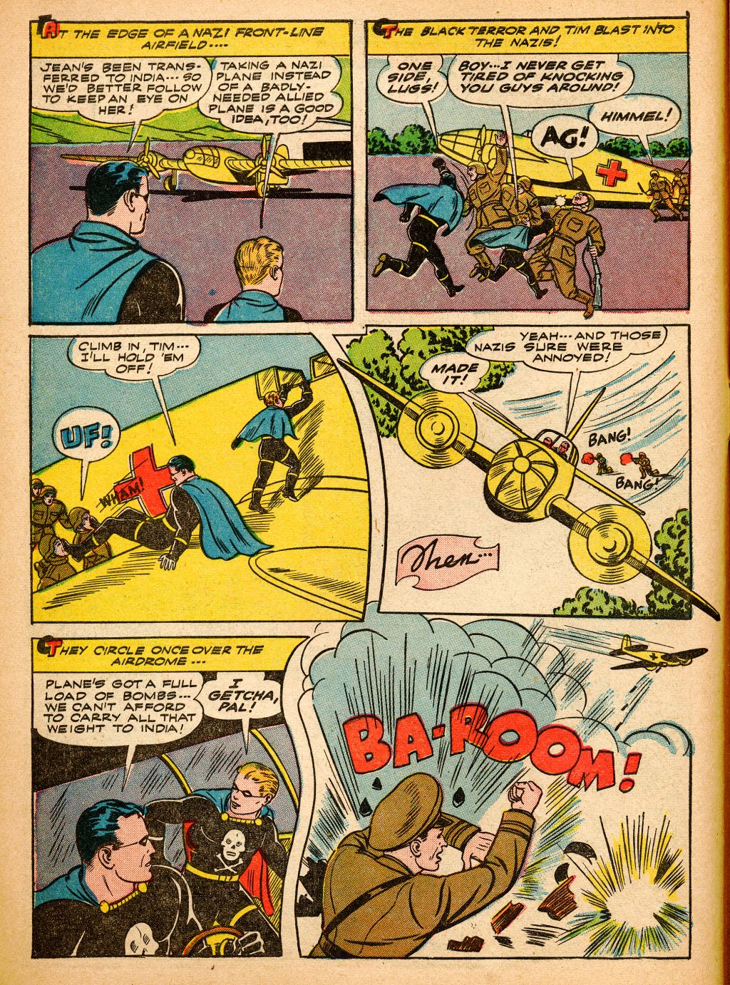 Black Terror, page 16. Black Terror. Public domain in the United States. Intended scans: Digital Comic Museum and Comic Book Plus. https://digitalcomicmuseum.com/