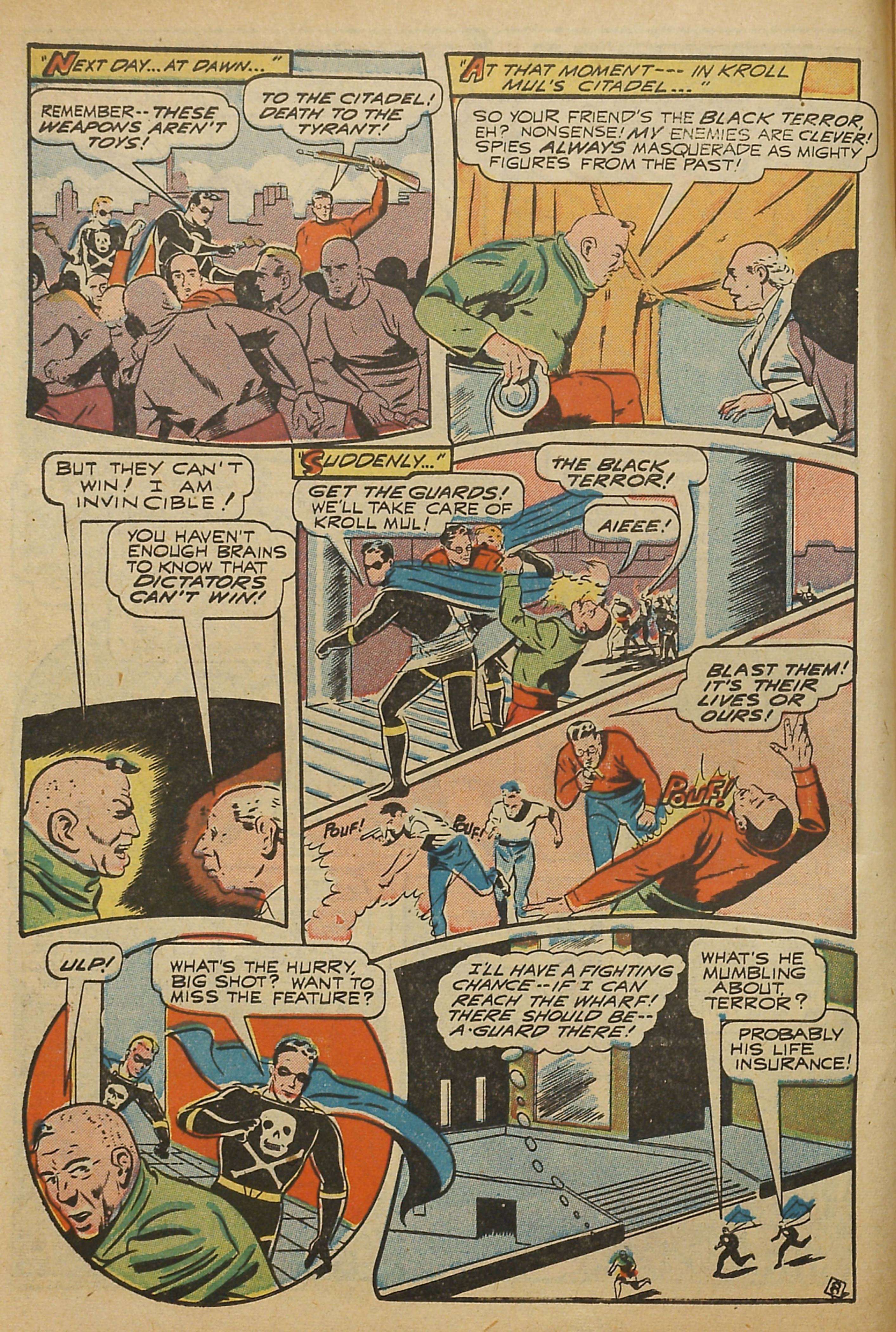 Black Terror, page 10. Black Terror. Public domain in the United States. Intended scans: Digital Comic Museum and Comic Book Plus. https://digitalcomicmuseum.com/