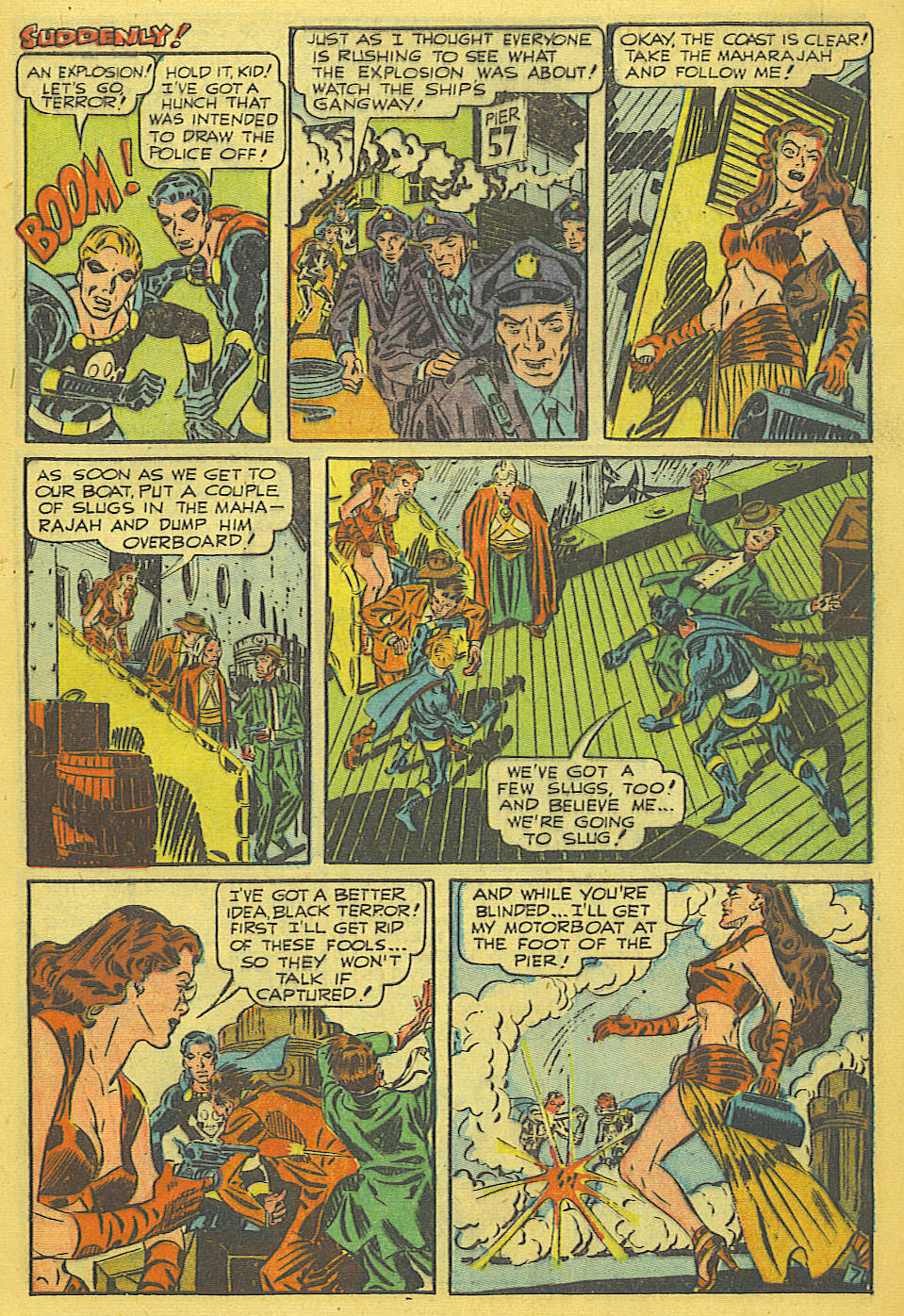 Black Terror, page 8. Black Terror. Public domain in the United States. Intended scans: Digital Comic Museum and Comic Book Plus. https://digitalcomicmuseum.com/