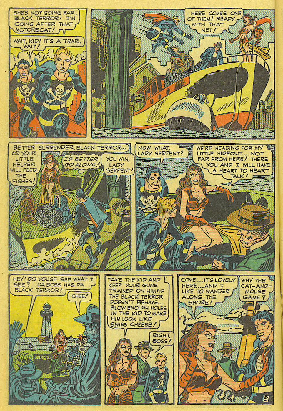Black Terror, page 9. Black Terror. Public domain in the United States. Intended scans: Digital Comic Museum and Comic Book Plus. https://digitalcomicmuseum.com/