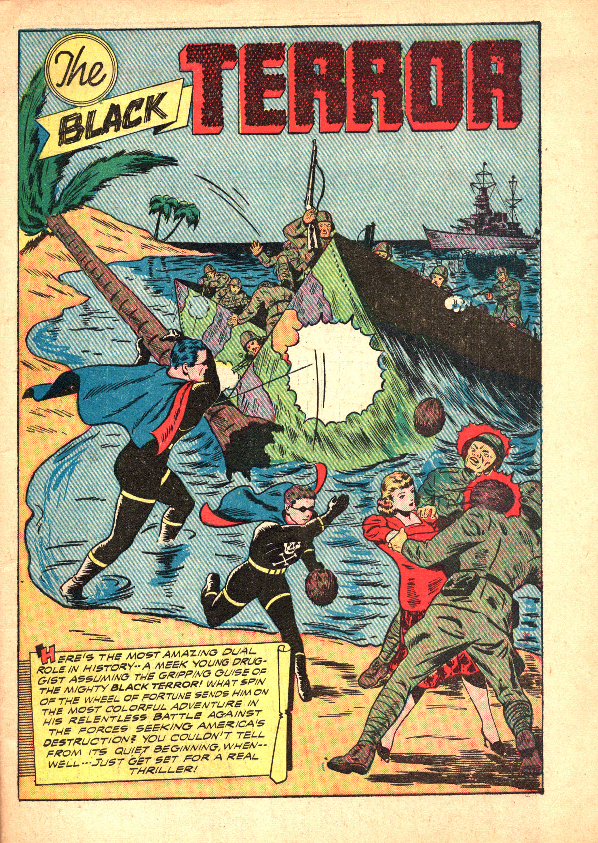 Black Terror, page 3. Black Terror. Public domain in the United States. Intended scans: Digital Comic Museum and Comic Book Plus. https://digitalcomicmuseum.com/