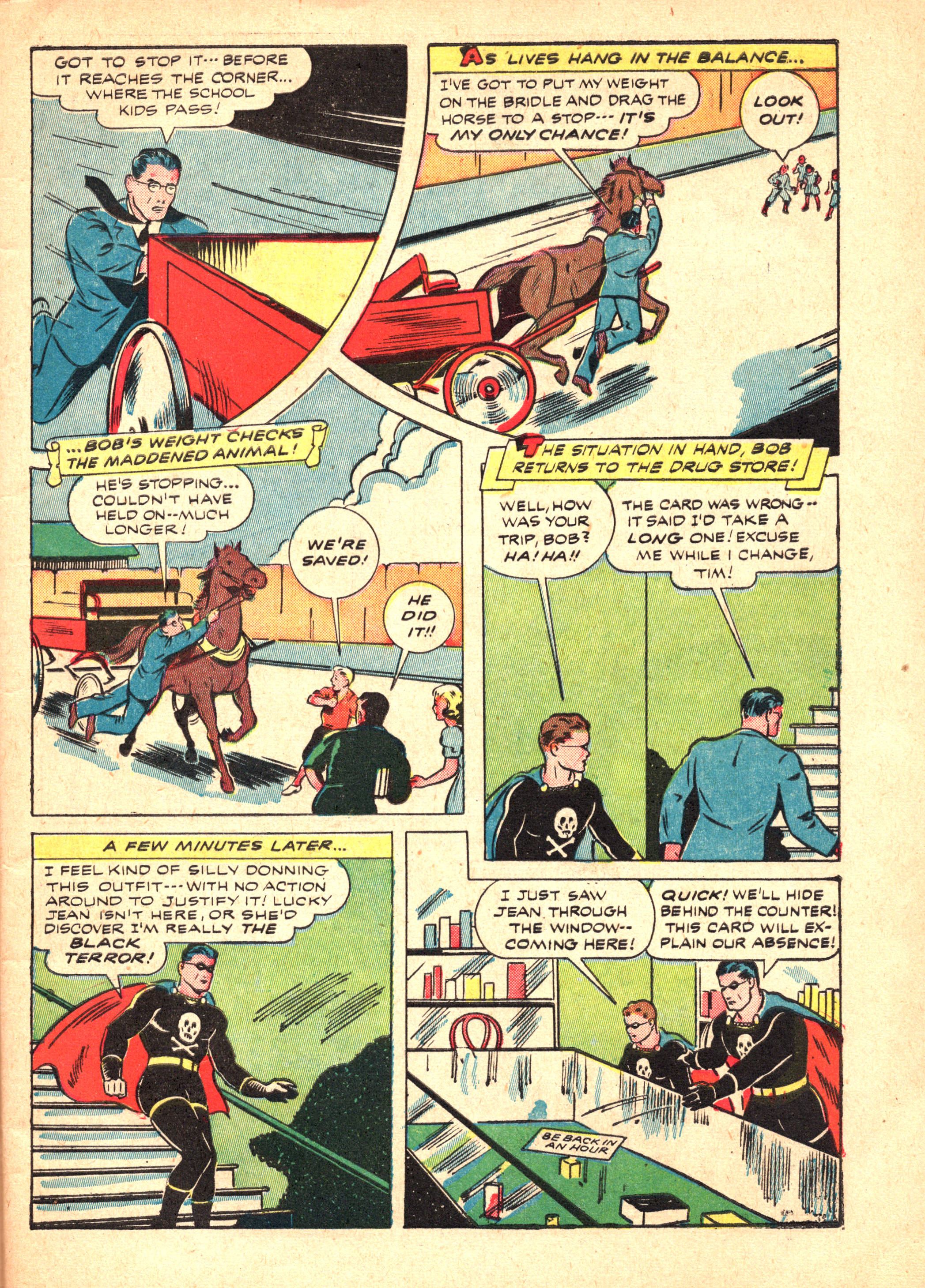 Black Terror, page 5. Black Terror. Public domain in the United States. Intended scans: Digital Comic Museum and Comic Book Plus. https://digitalcomicmuseum.com/
