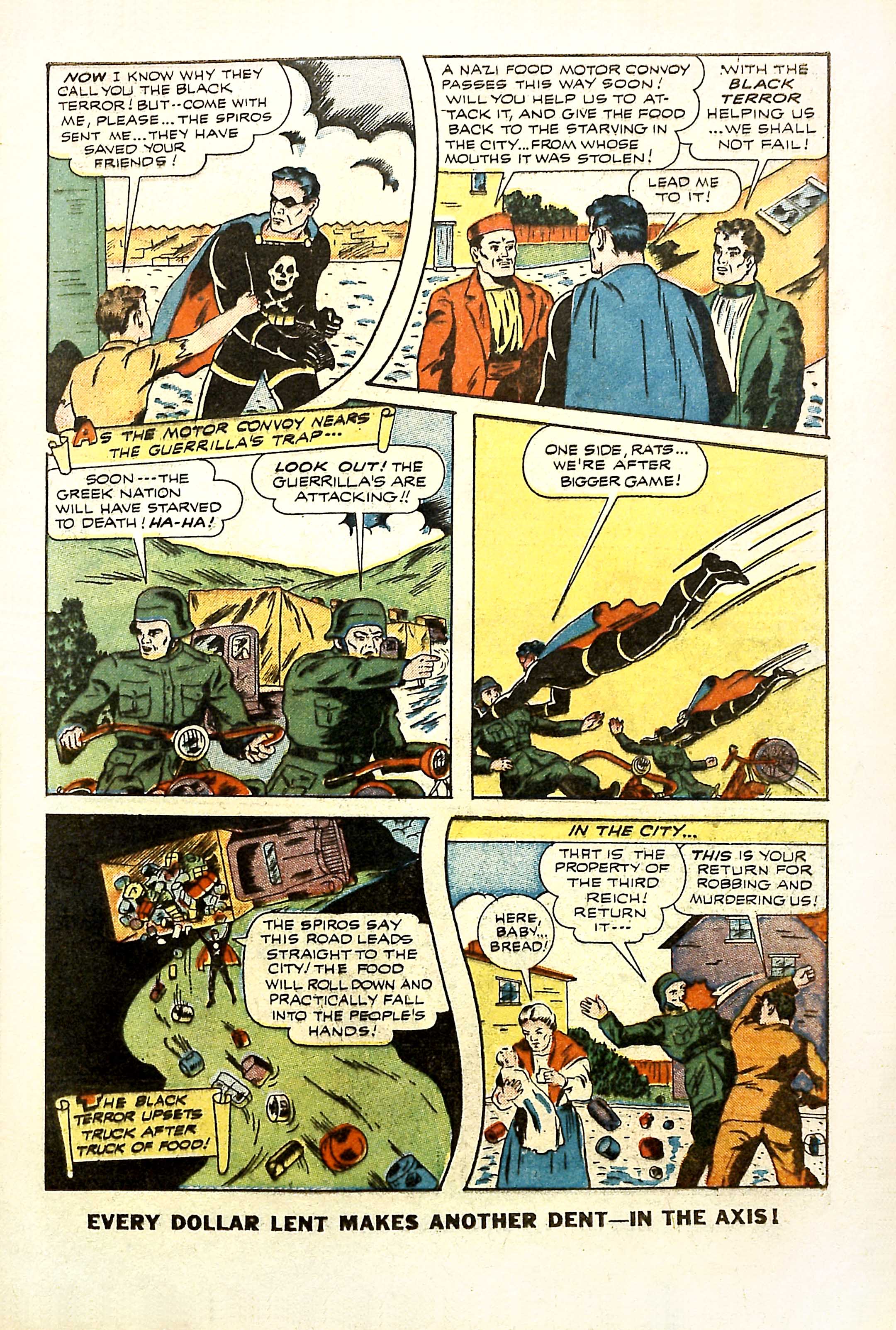 Black Terror, page 13. Black Terror. Public domain in the United States. Intended scans: Digital Comic Museum and Comic Book Plus. https://digitalcomicmuseum.com/