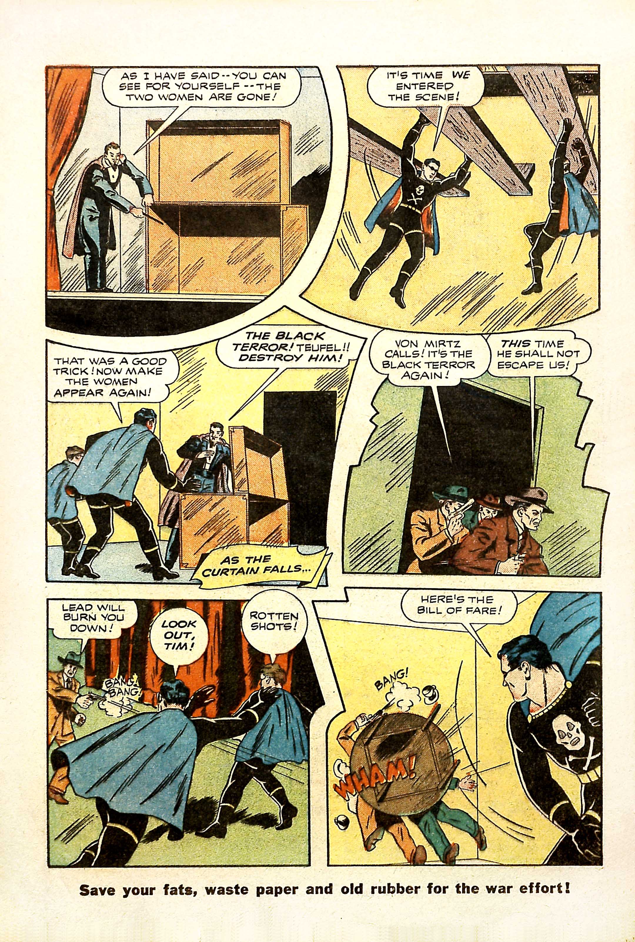 Black Terror, page 8. Black Terror. Public domain in the United States. Intended scans: Digital Comic Museum and Comic Book Plus. https://digitalcomicmuseum.com/