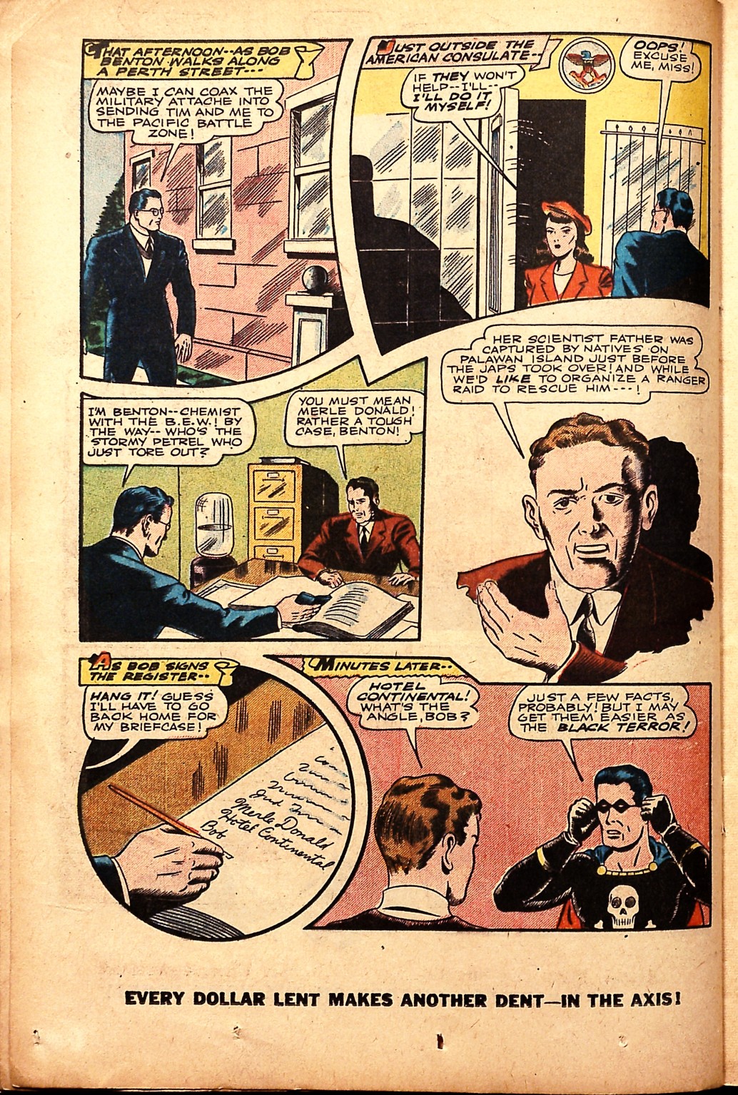Black Terror, page 18. Black Terror. Public domain in the United States. Intended scans: Digital Comic Museum and Comic Book Plus. https://digitalcomicmuseum.com/
