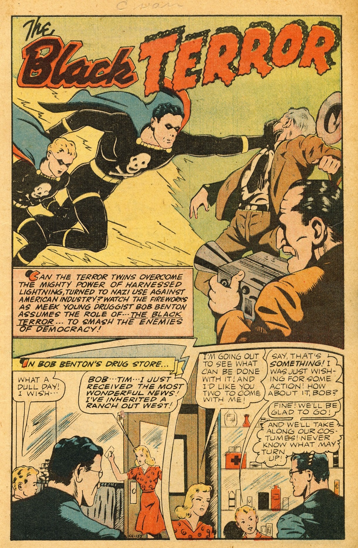 Black Terror, page 4. Black Terror. Public domain in the United States. Intended scans: Digital Comic Museum and Comic Book Plus. https://digitalcomicmuseum.com/