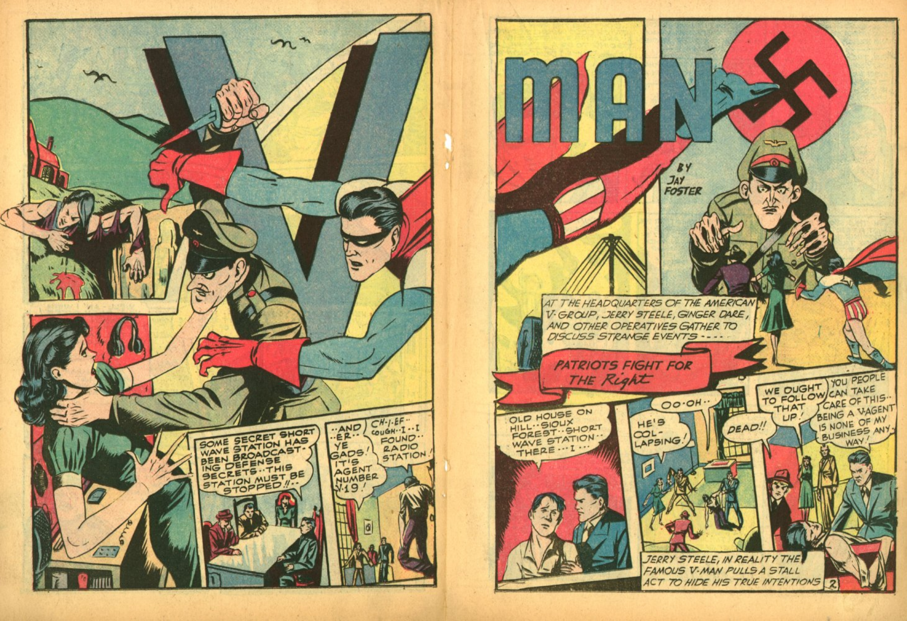 Blue Beetle (Fox / Dan Garrett), page 35. Blue Beetle (Dan Garrett). Public domain in the United States for Fox/Holyoke-era issues. Not Charlton or DC. Internet Archive folkscanomy scans used when Comic Book Plus returns 403.