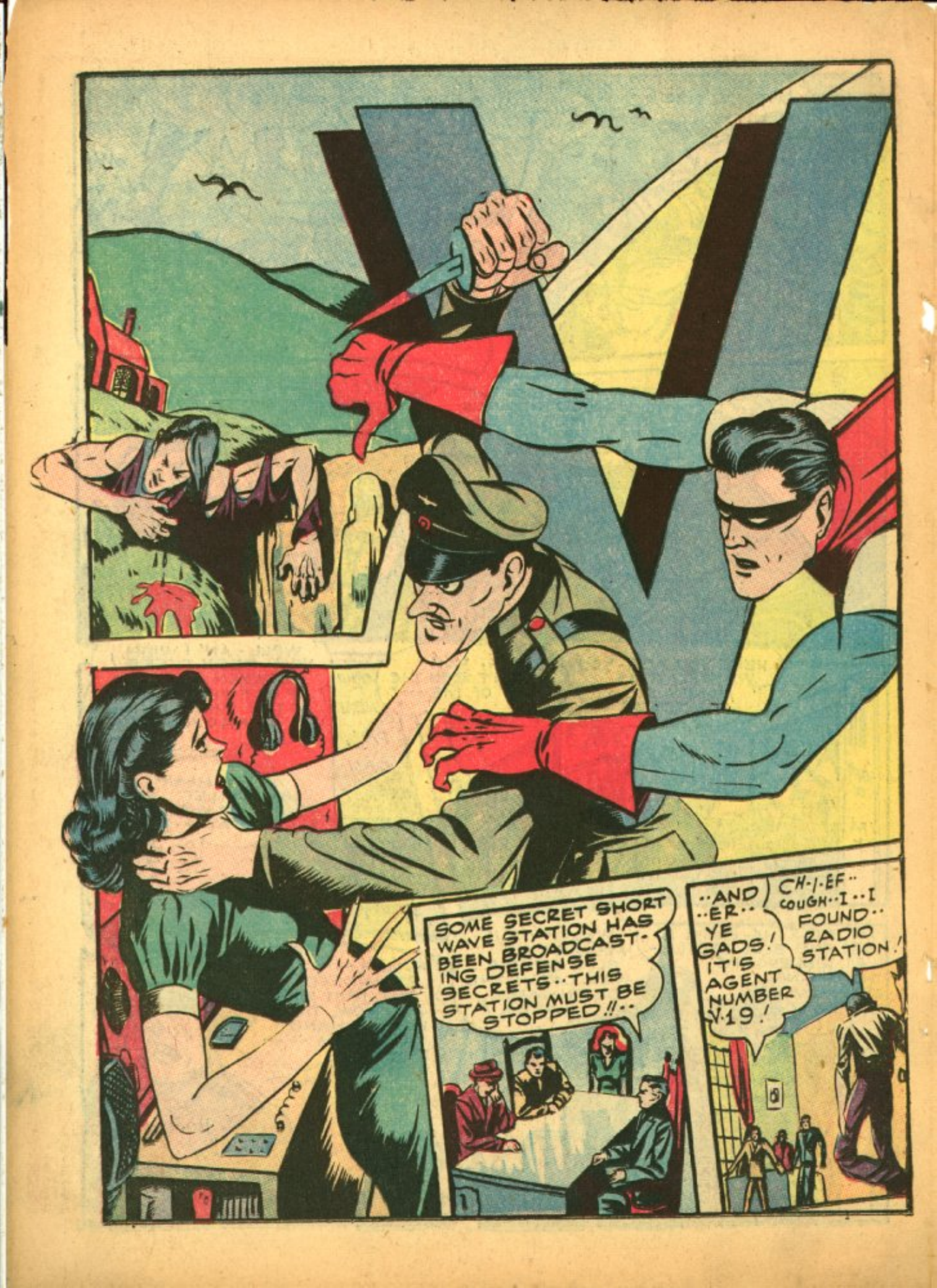 Blue Beetle (Fox / Dan Garrett), page 36. Blue Beetle (Dan Garrett). Public domain in the United States for Fox/Holyoke-era issues. Not Charlton or DC. Internet Archive folkscanomy scans used when Comic Book Plus returns 403.