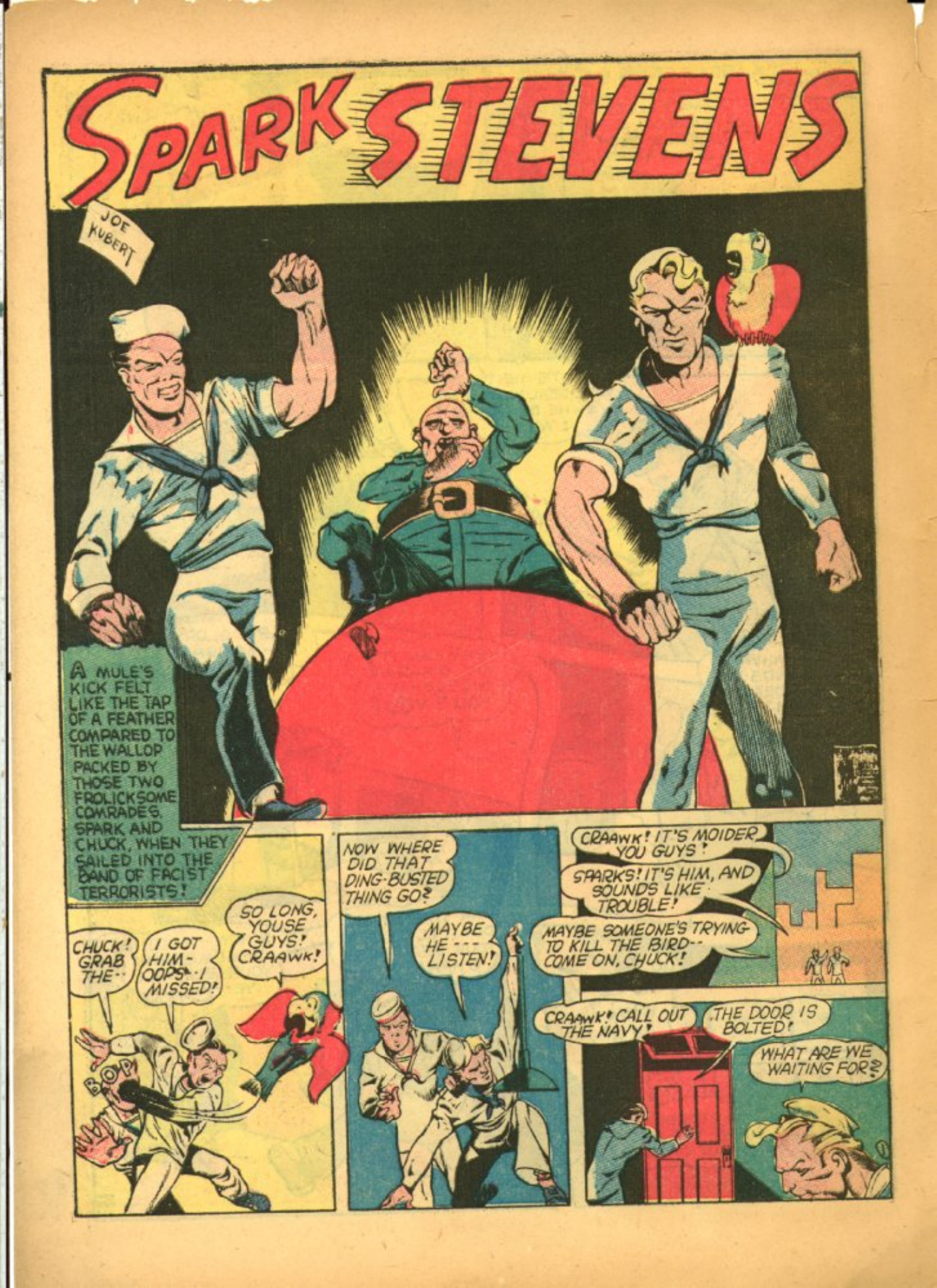 Blue Beetle (Fox / Dan Garrett), page 64. Blue Beetle (Dan Garrett). Public domain in the United States for Fox/Holyoke-era issues. Not Charlton or DC. Internet Archive folkscanomy scans used when Comic Book Plus returns 403.