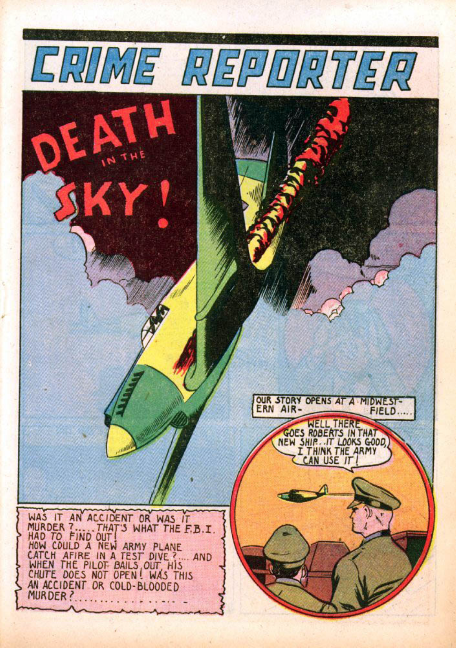 Blue Beetle (Fox / Dan Garrett), page 14. Blue Beetle (Dan Garrett). Public domain in the United States for Fox/Holyoke-era issues. Not Charlton or DC. Internet Archive folkscanomy scans used when Comic Book Plus returns 403.