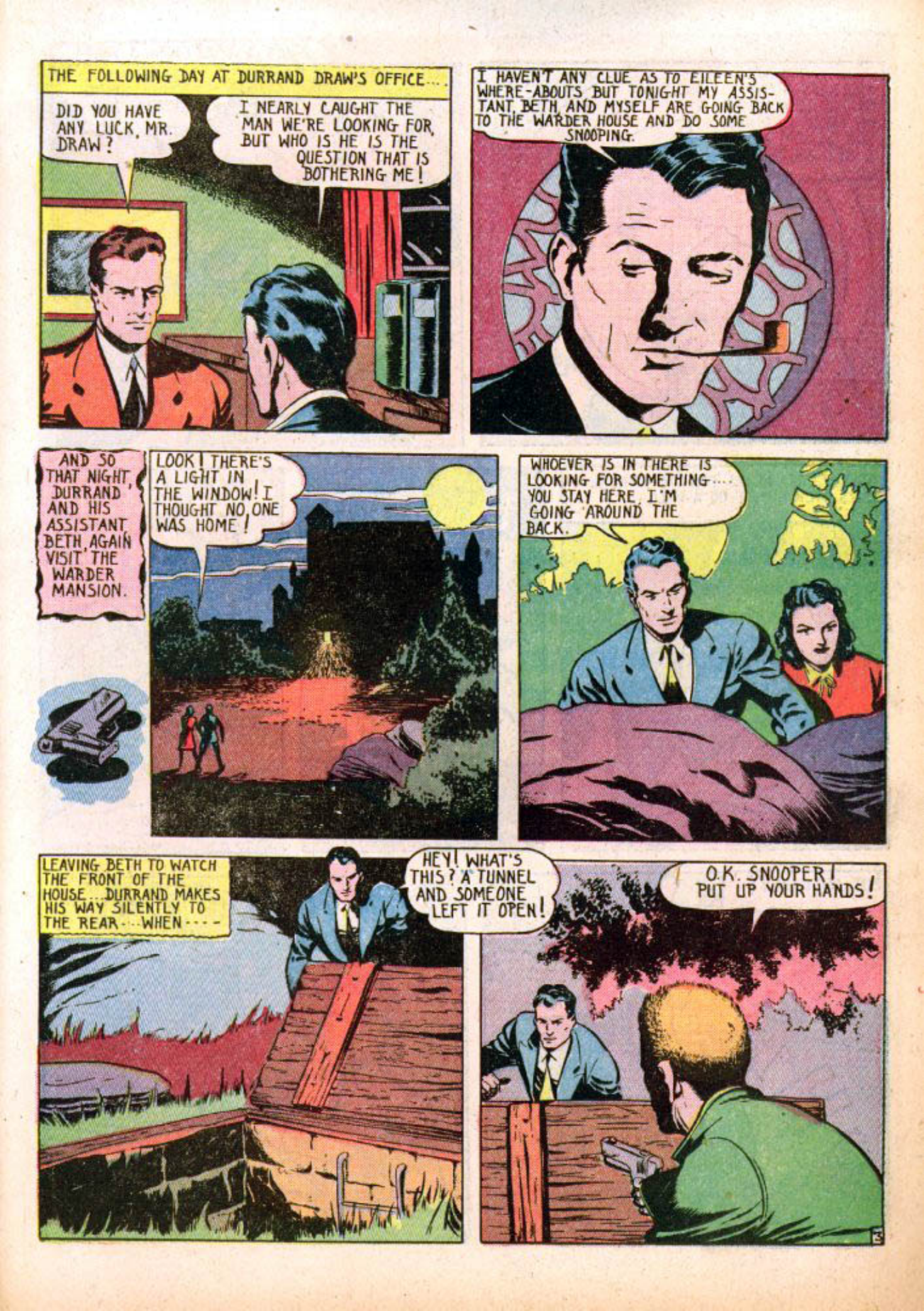 Blue Beetle (Fox / Dan Garrett), page 46. Blue Beetle (Dan Garrett). Public domain in the United States for Fox/Holyoke-era issues. Not Charlton or DC. Internet Archive folkscanomy scans used when Comic Book Plus returns 403.