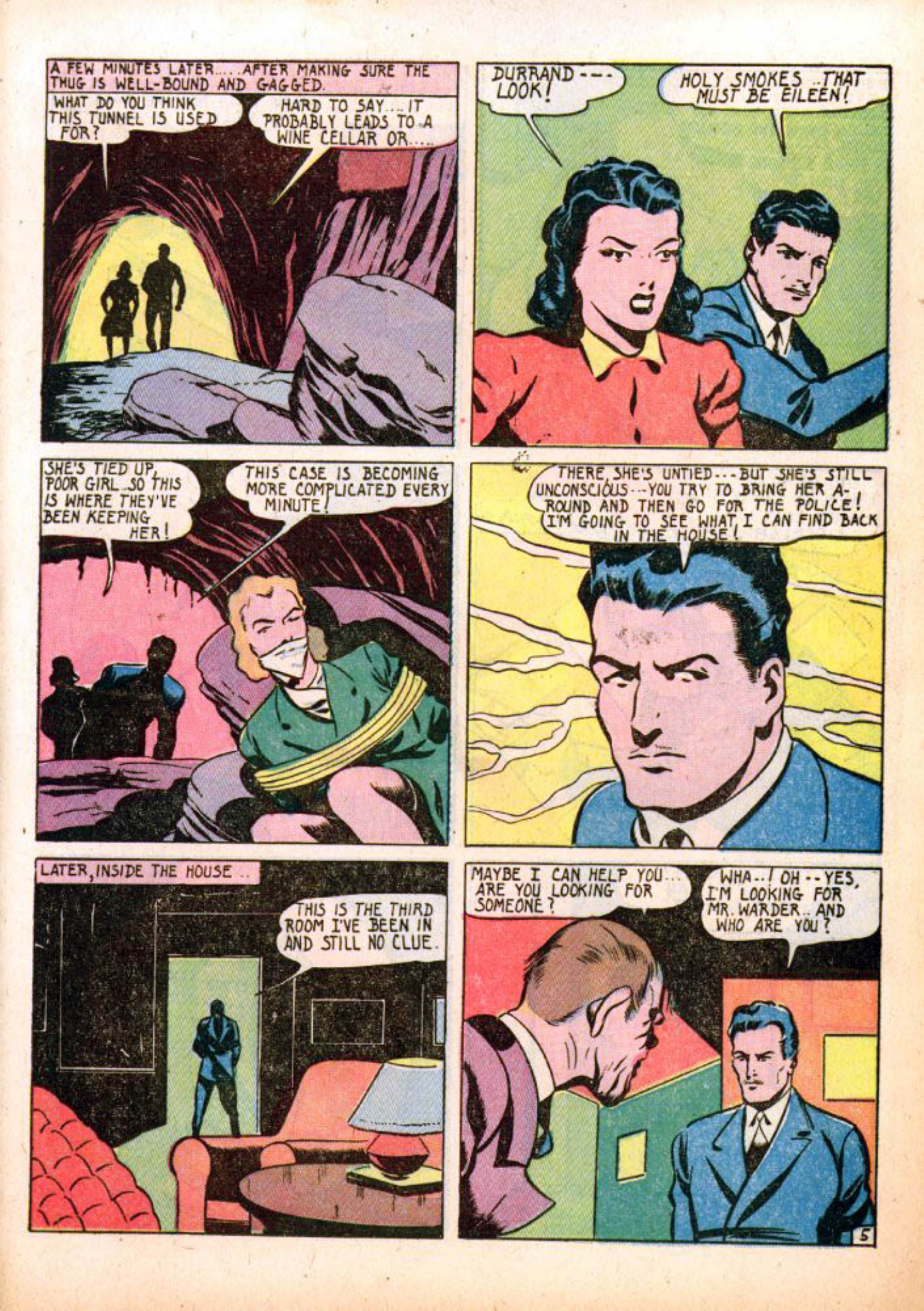 Blue Beetle (Fox / Dan Garrett), page 48. Blue Beetle (Dan Garrett). Public domain in the United States for Fox/Holyoke-era issues. Not Charlton or DC. Internet Archive folkscanomy scans used when Comic Book Plus returns 403.