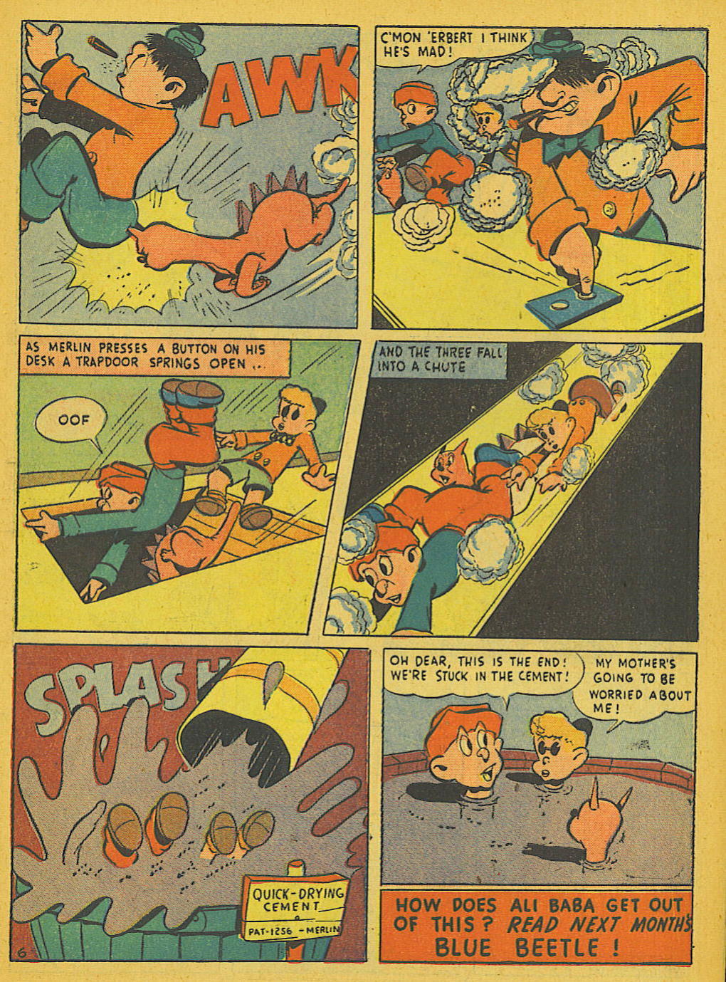 Blue Beetle (Fox / Dan Garrett), page 17. Blue Beetle (Dan Garrett). Public domain in the United States for Fox/Holyoke-era issues. Not Charlton or DC. Internet Archive folkscanomy scans used when Comic Book Plus returns 403.