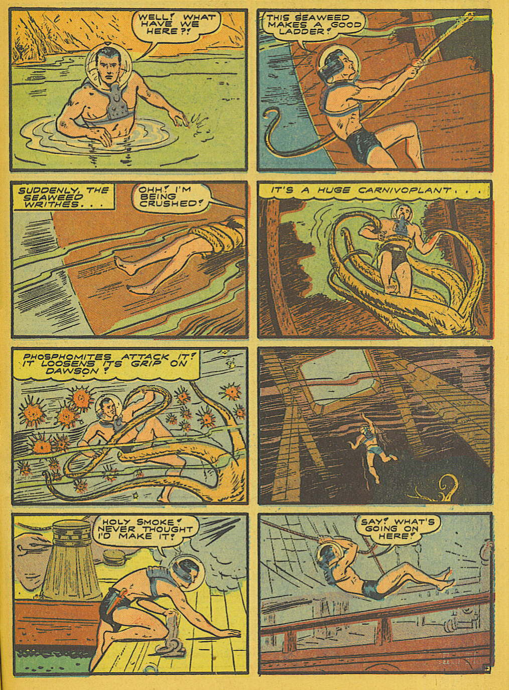 Blue Beetle (Fox / Dan Garrett), page 29. Blue Beetle (Dan Garrett). Public domain in the United States for Fox/Holyoke-era issues. Not Charlton or DC. Internet Archive folkscanomy scans used when Comic Book Plus returns 403.